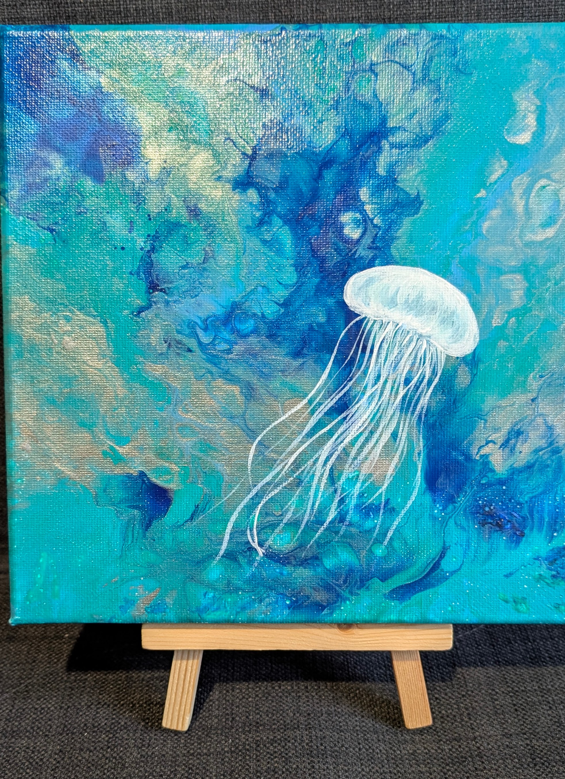Jellyfish Ocean Art - 20cm x 20cm