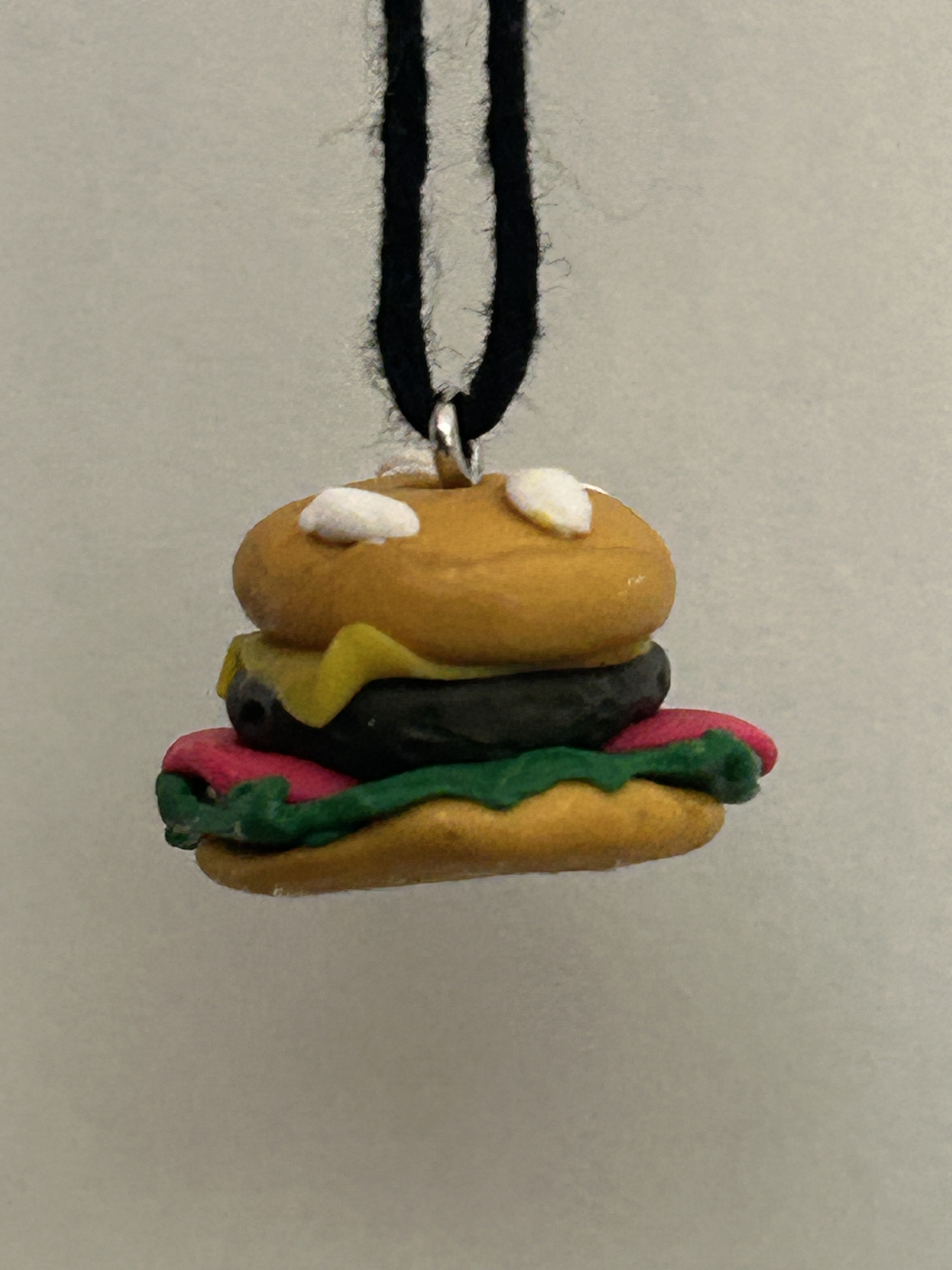 Hamburger clay charm