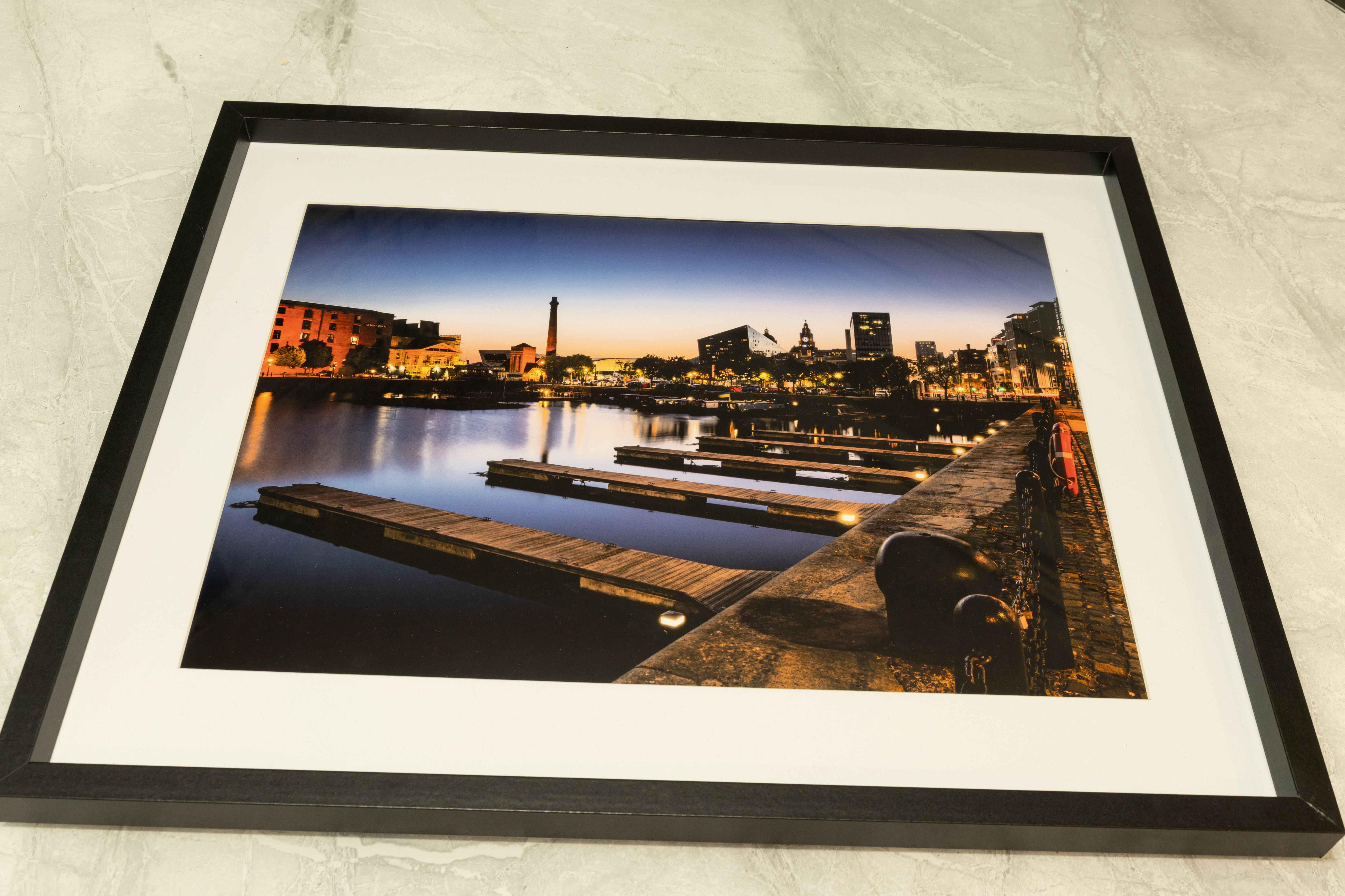 Albert Dock Liverpool  Sunset | Fine Art Framed Print 8" x 6"