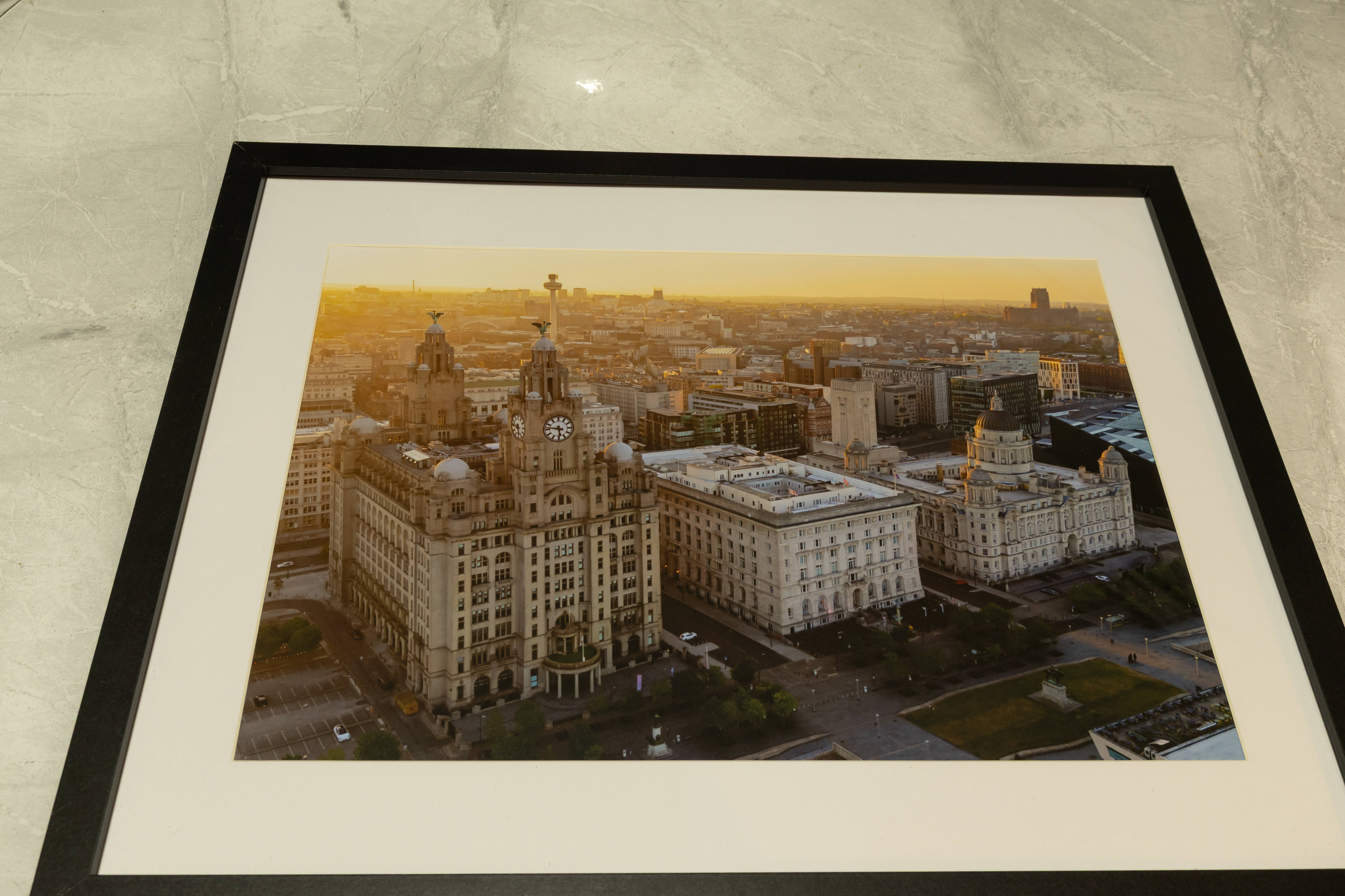  Stunning Liverpool Skyline At Sunrise | Fine Art Framed A3 Print