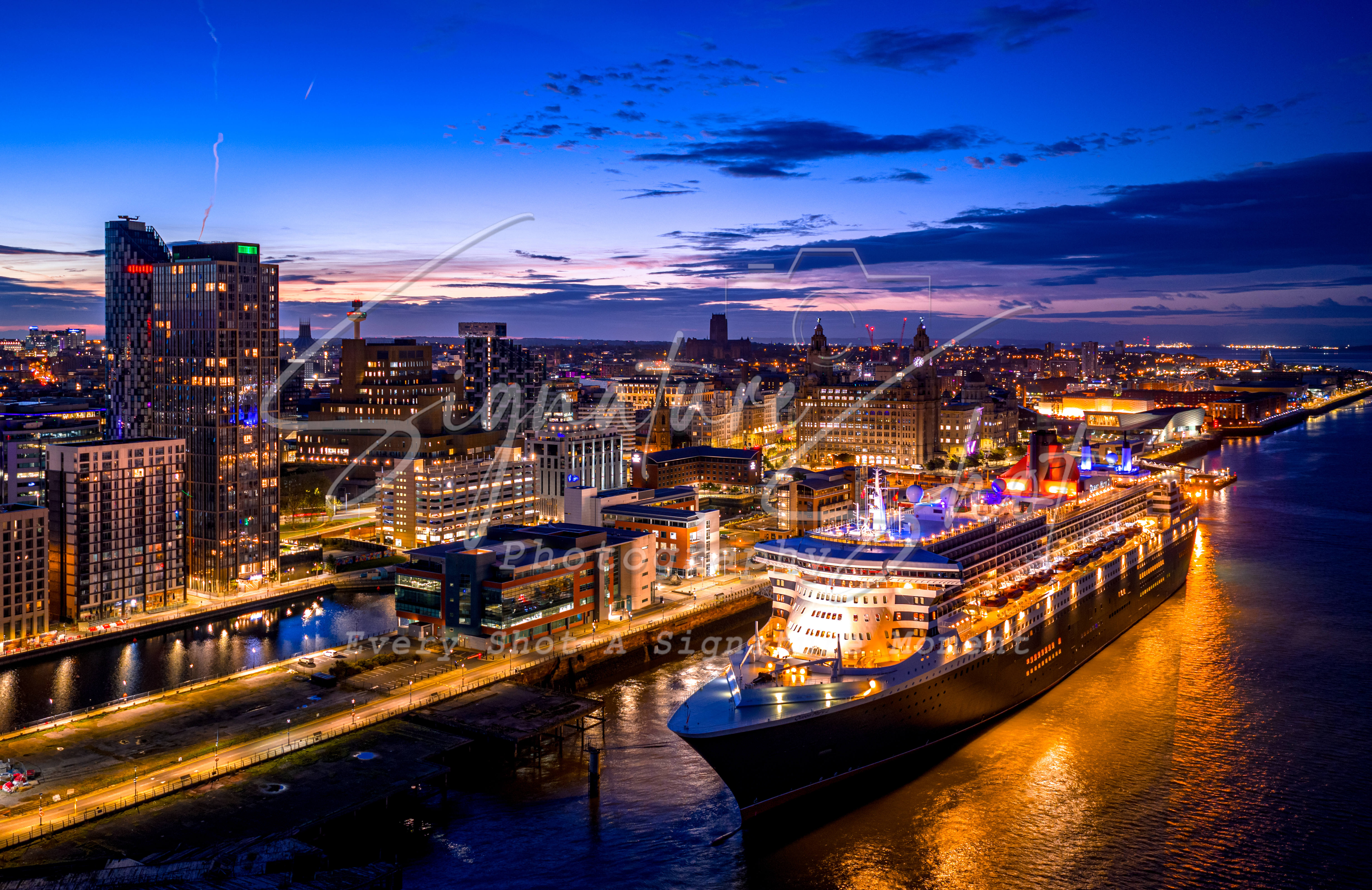 Queen Mary 2 Docked At Liverpool | Fine Art Framed A3 Print
