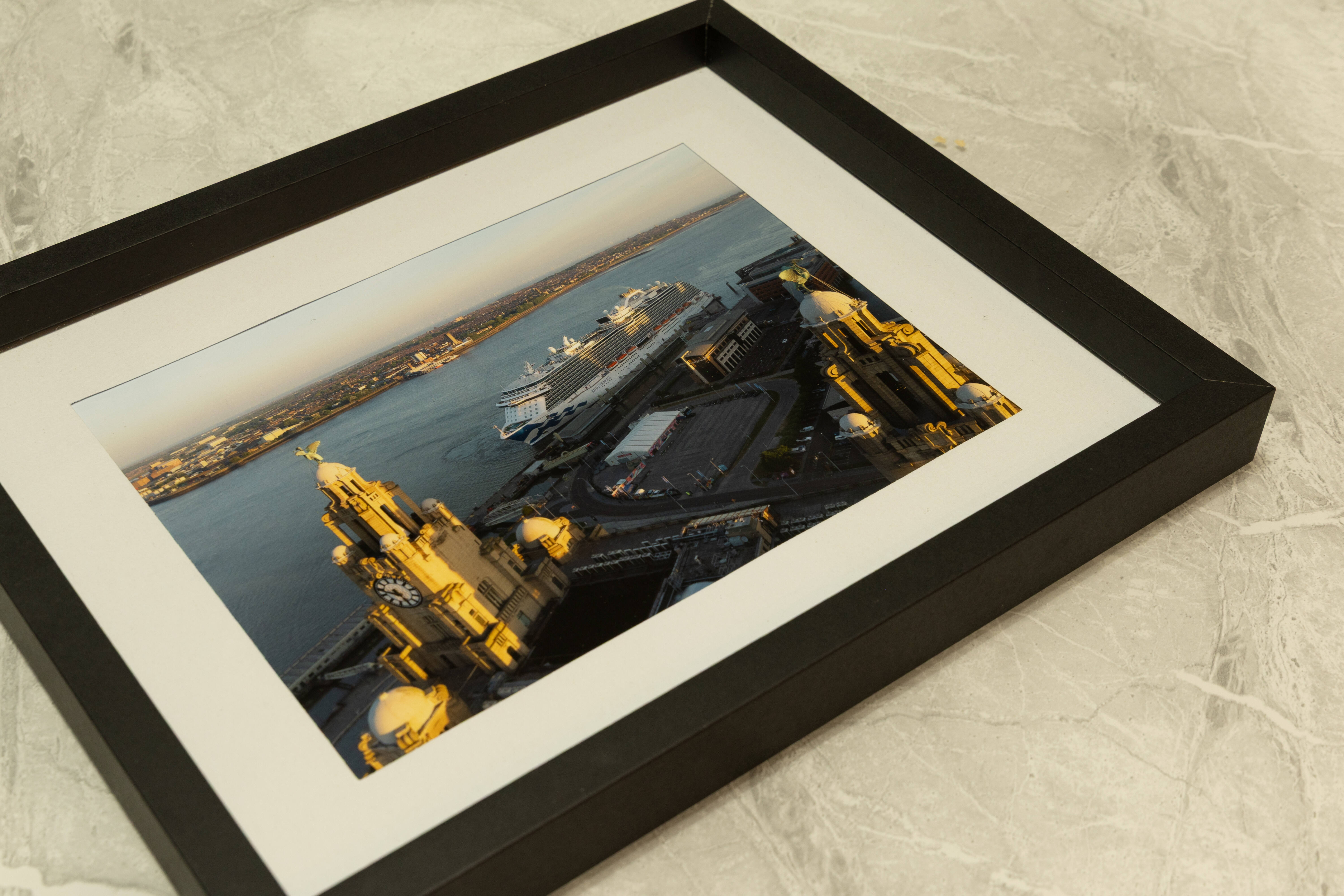 Ready-Made Framed Print: Regal Princess Docked in Liverpool – 8" x 6", Black Frame with White Mount