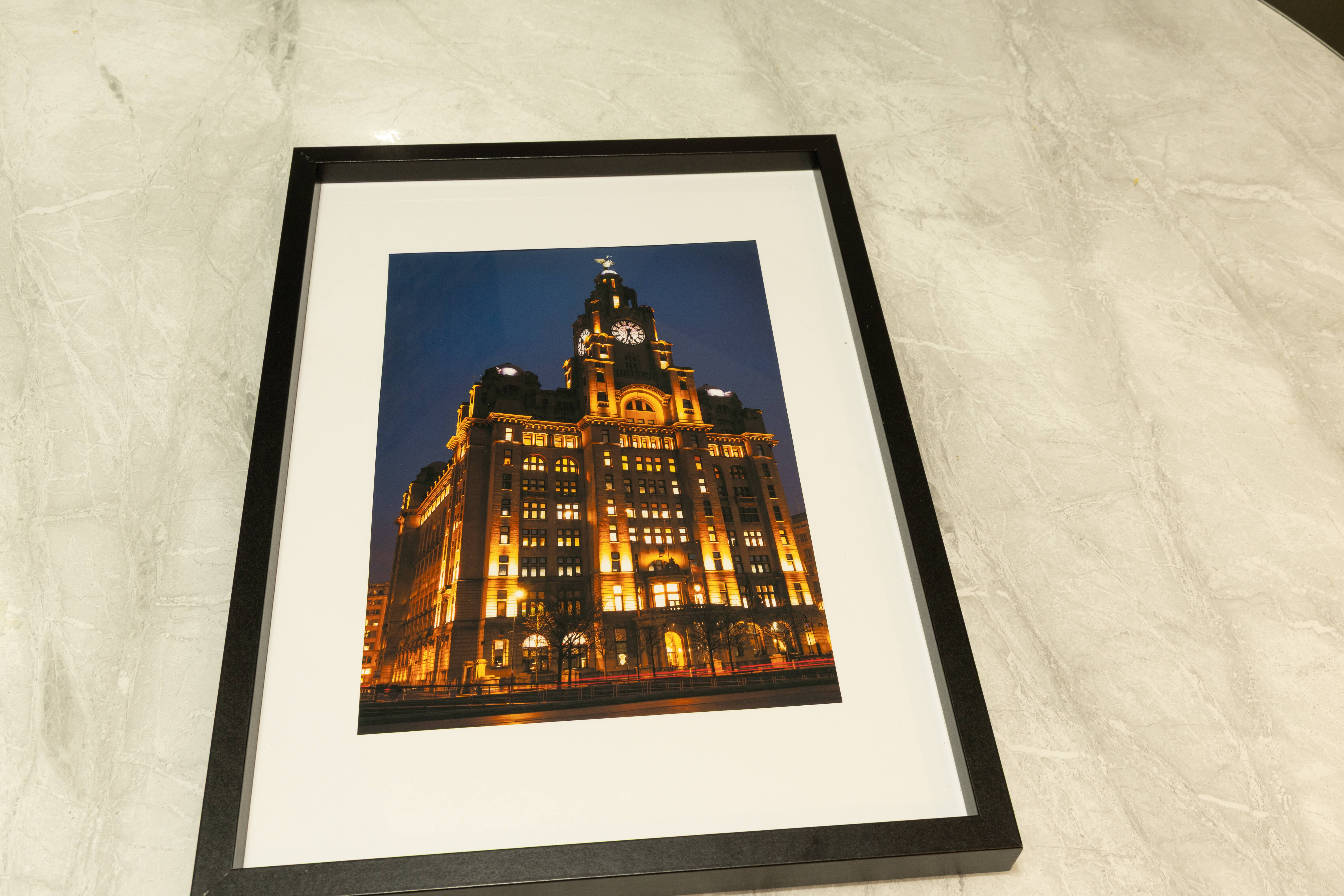 Ready-Made Framed Print: Royal Liver Building – Liverpool Waterfront, A4, Black Frame with White Mount