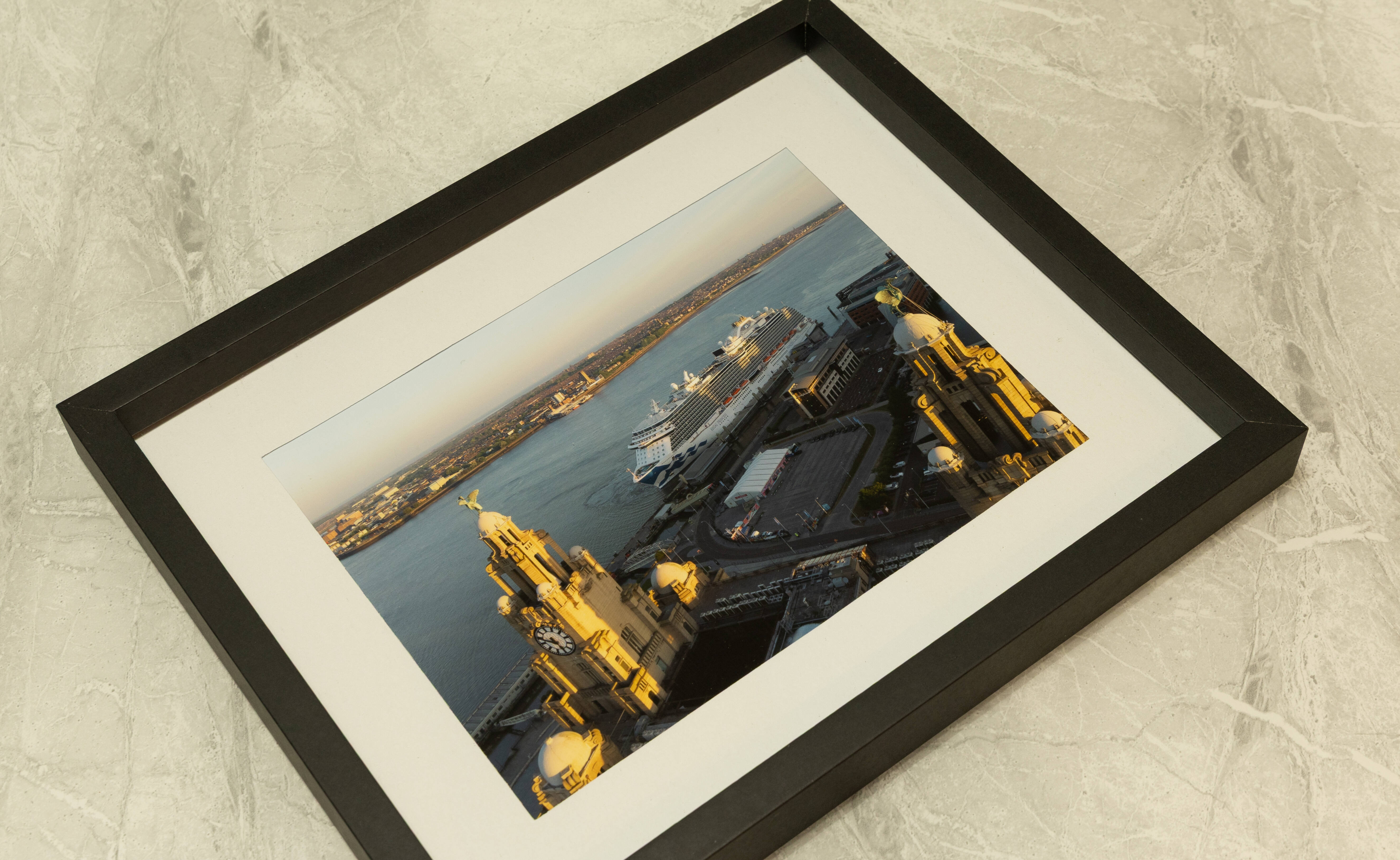 Ready-Made Framed Print: Regal Princess Docked in Liverpool – 8" x 6", Black Frame with White Mount
