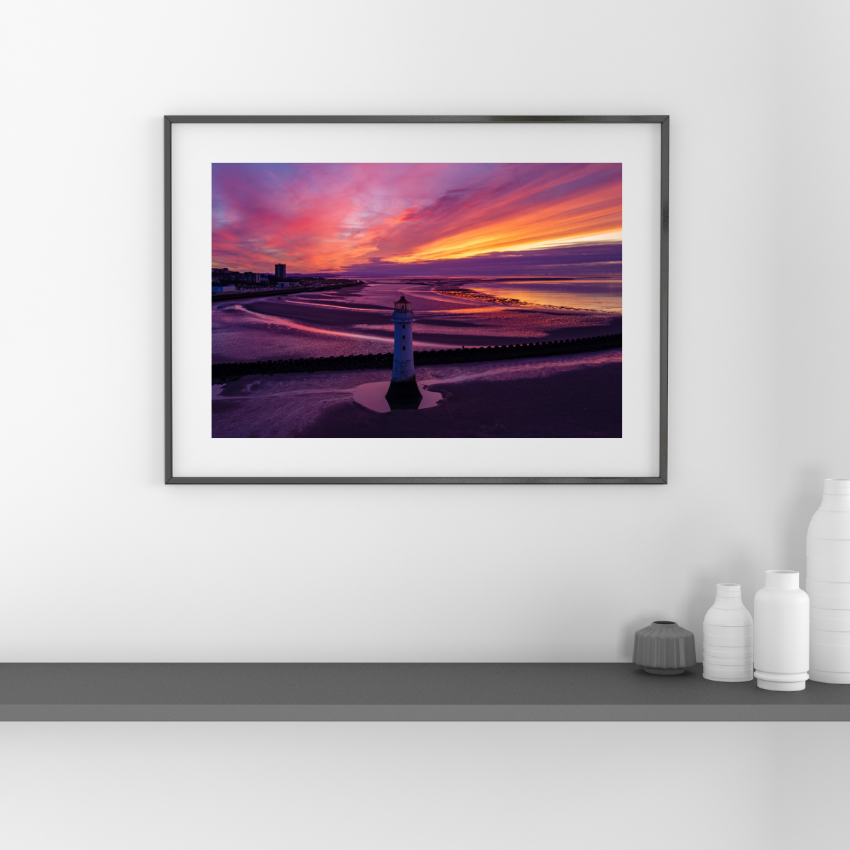 New Brighton Lighthouse Sunset – Coastal Fine Art Print