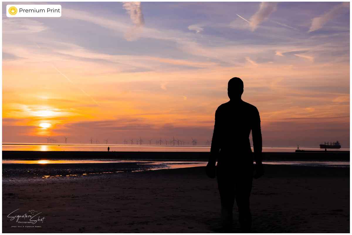 Sunset Silhouette at Crosby Beach Liverpool – Fine Art Landscape Print