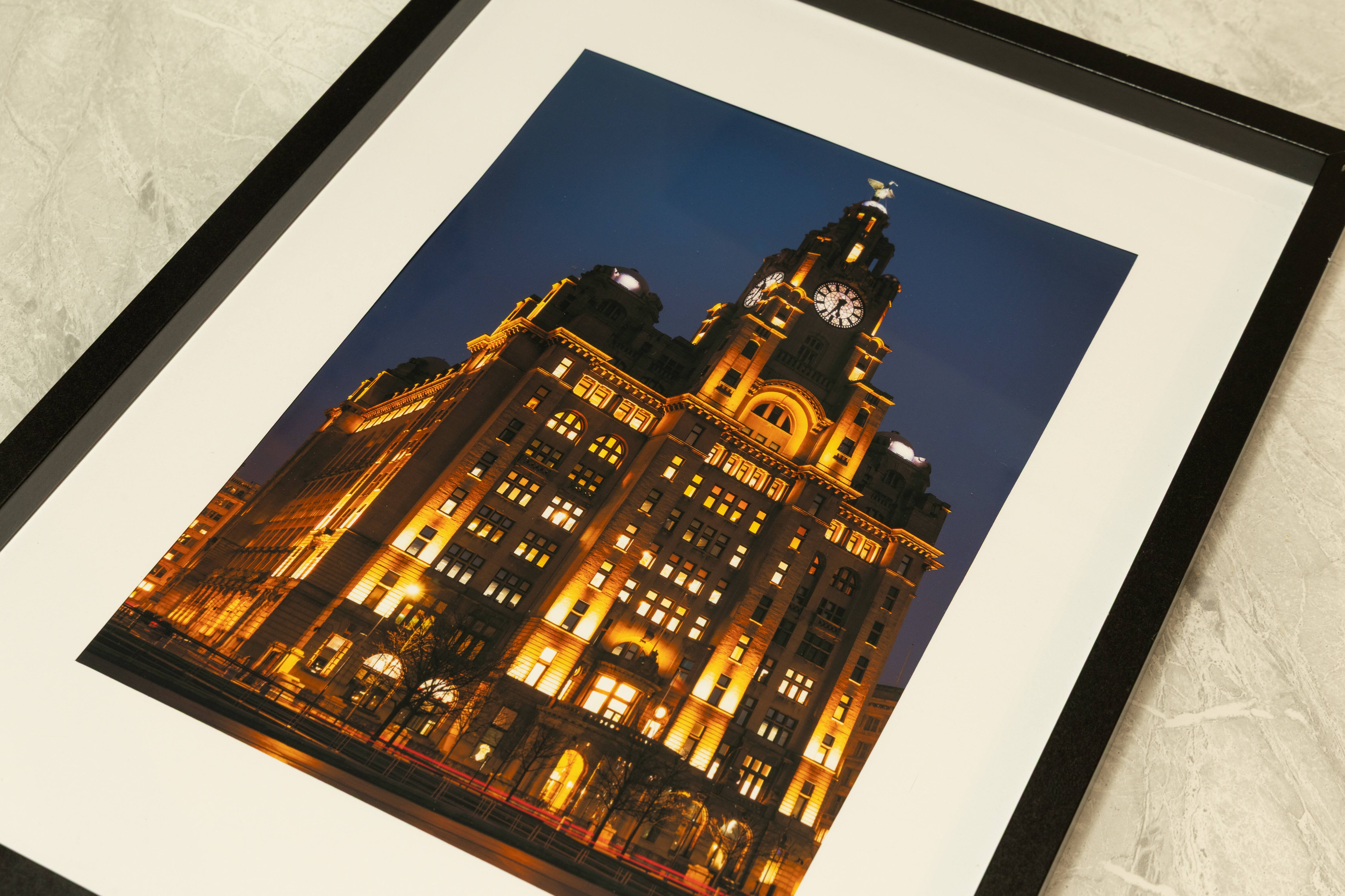 Ready-Made Framed Print: Royal Liver Building – Liverpool Waterfront, A4, Black Frame with White Mount