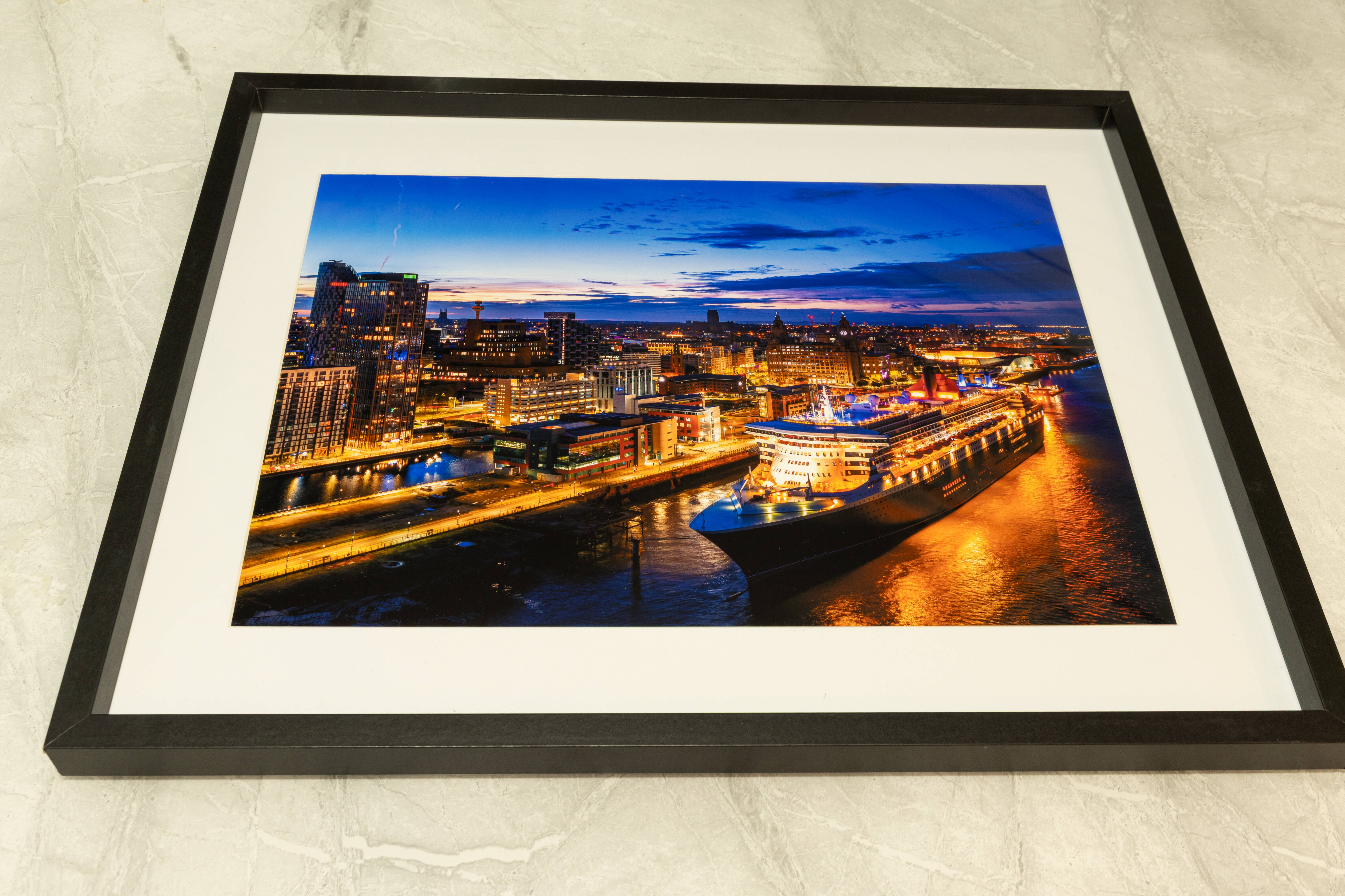 Queen Mary 2 Docked At Liverpool | Fine Art Framed A3 Print