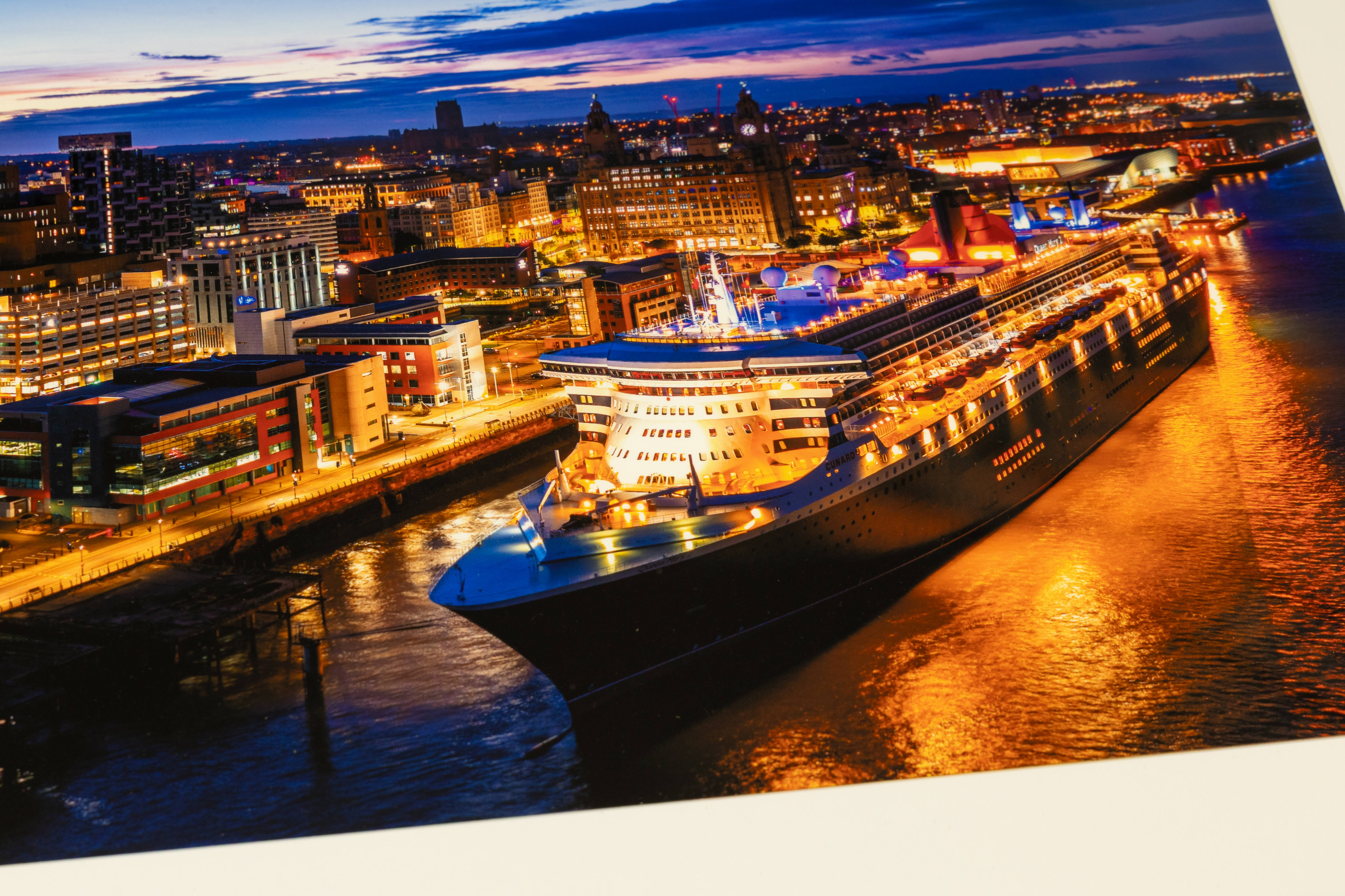 Queen Mary 2 Docked At Liverpool | Fine Art Framed A3 Print
