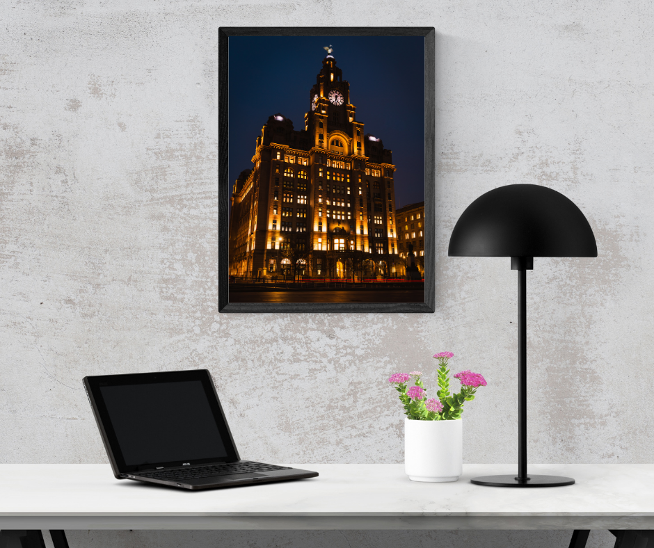 The Iconic Beauty of Liverpool’s Royal Liver Building at Night | Cityscape Print