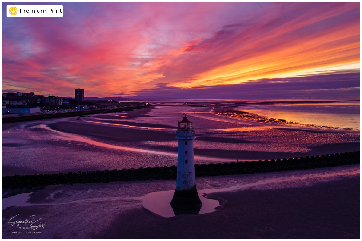 New Brighton Lighthouse Sunset – Coastal Fine Art Print