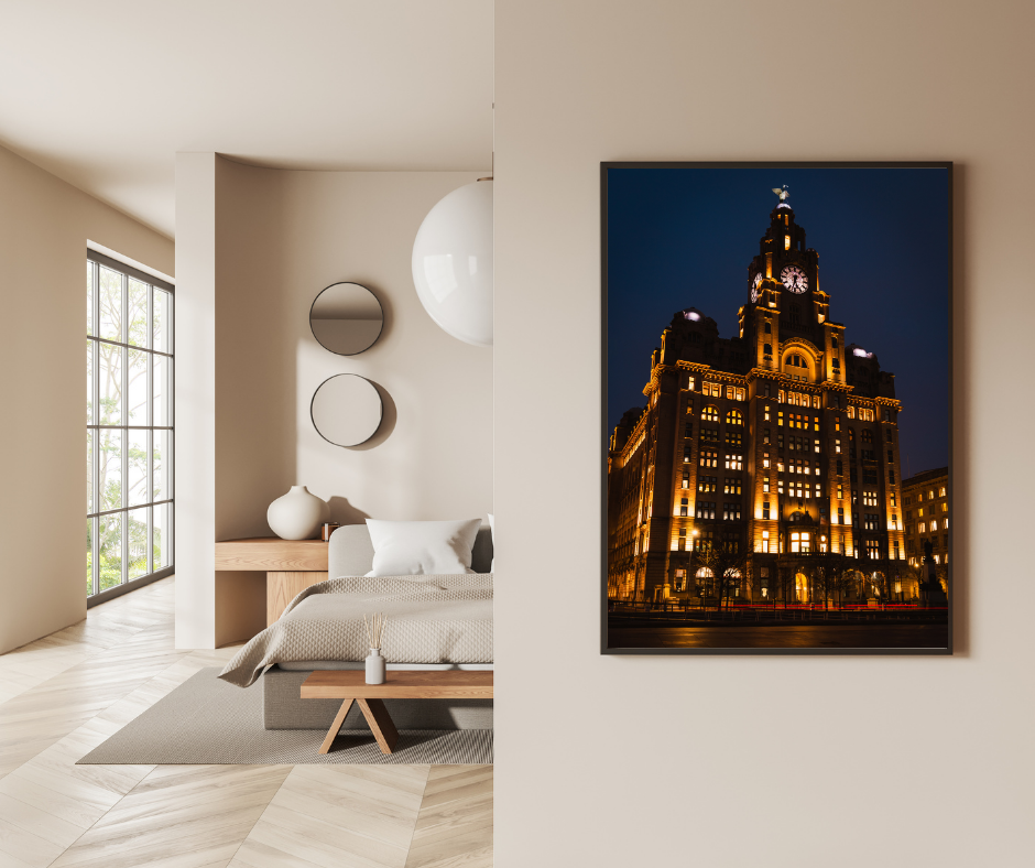 The Iconic Beauty of Liverpool’s Royal Liver Building at Night | Cityscape Print