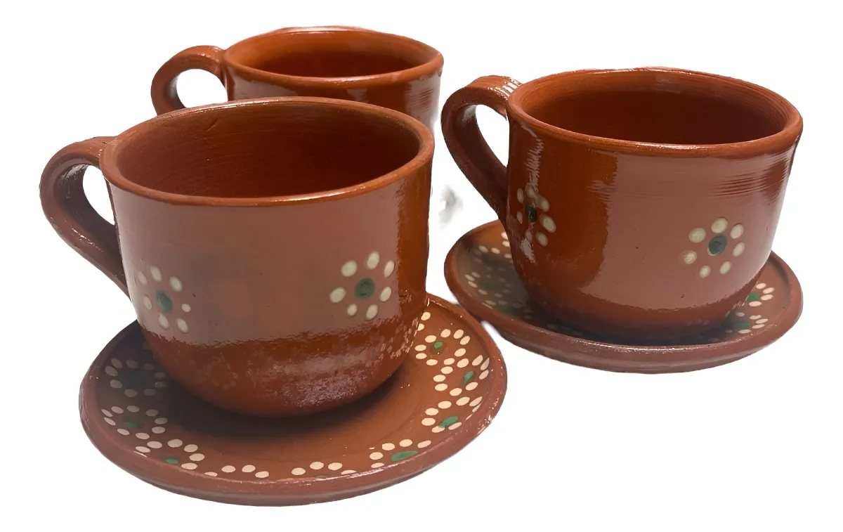 Juego Tazas Barro Artesanal