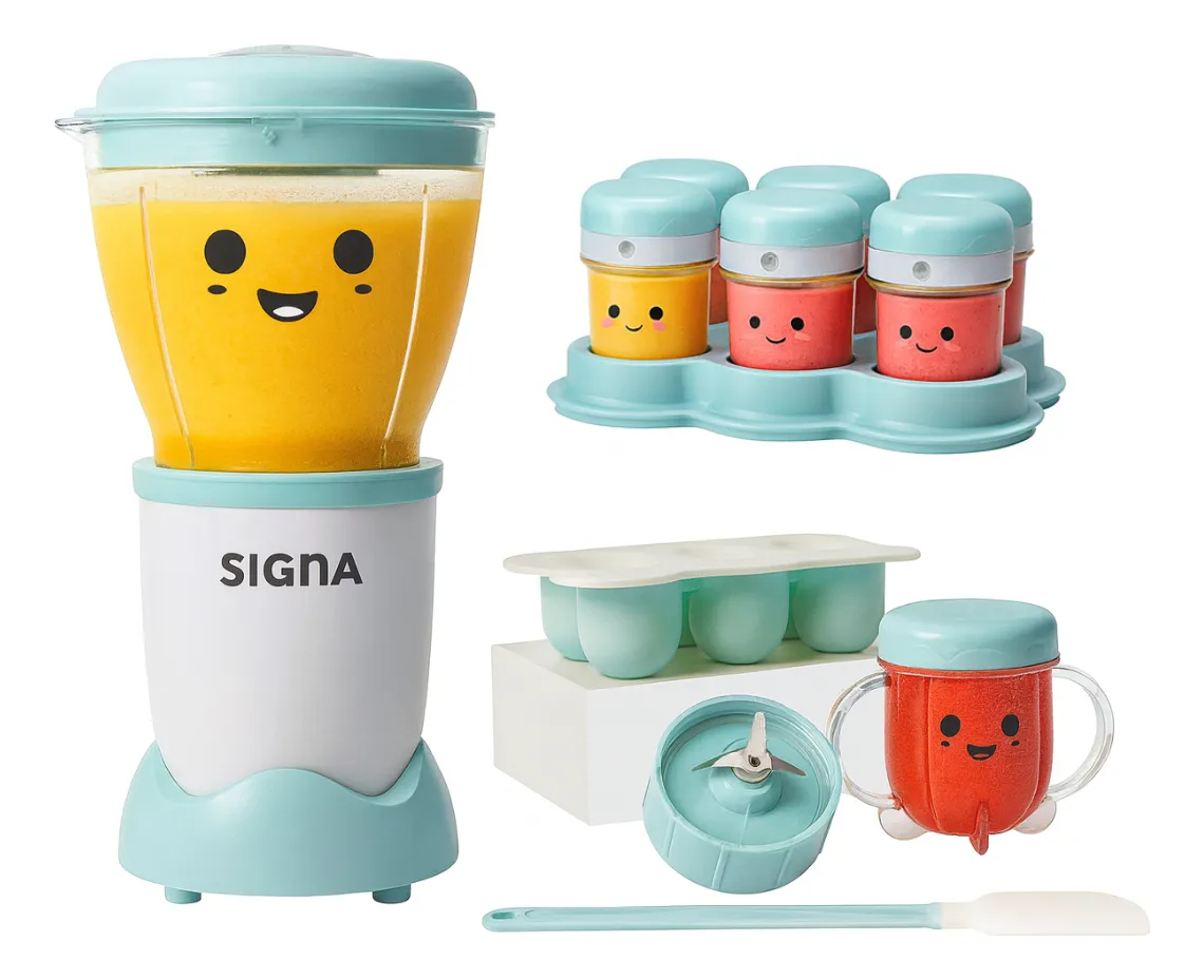 Procesador De Alimentos Para Comida De Bebe Nutri Baby Set 16 Accesorios Licuadora Para Bebe SIGNA Azul