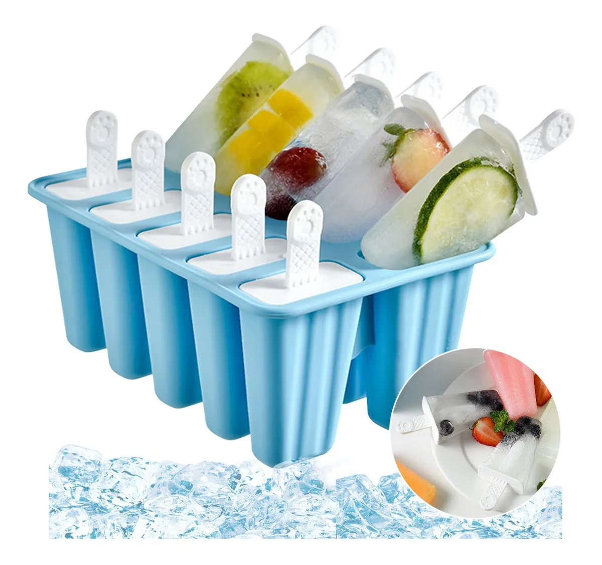 10 Moldes Paletas Para Heladas Hielos Silicon Gelatinas