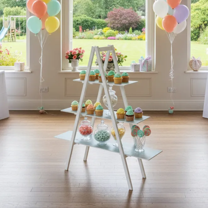 Escalera Candy Bar Versatil Madera 100x20cm Mesa De Dulces