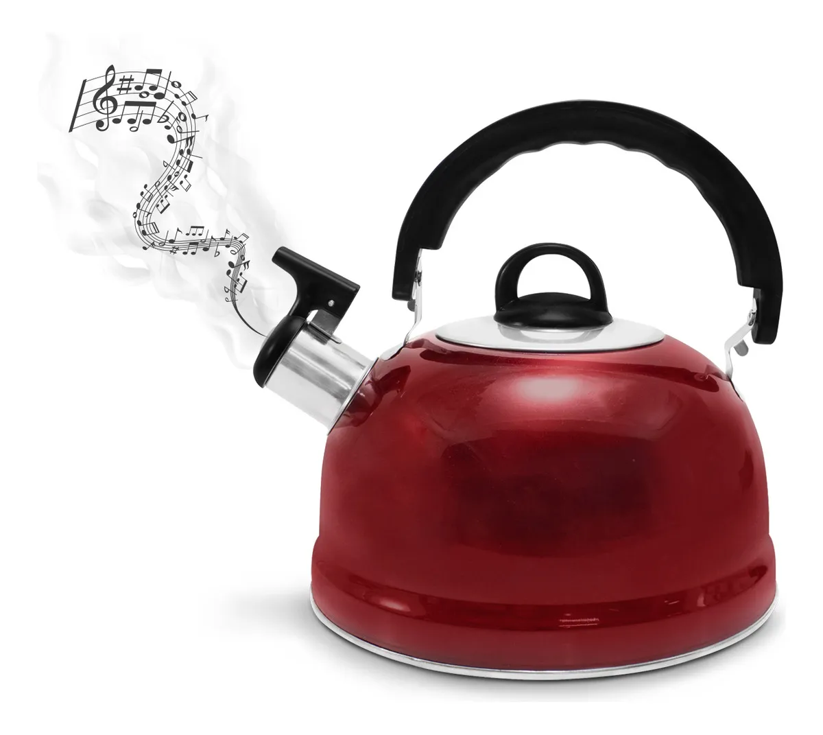 Tetera Silbadora Para Café De Acero Inoxidable Color Rojo