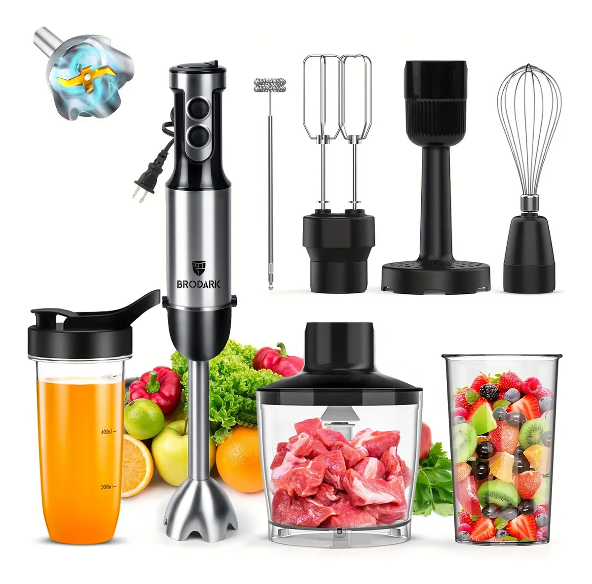 Brodark Batidora De Mano Licuadora Inmersion Acero inoxidable
