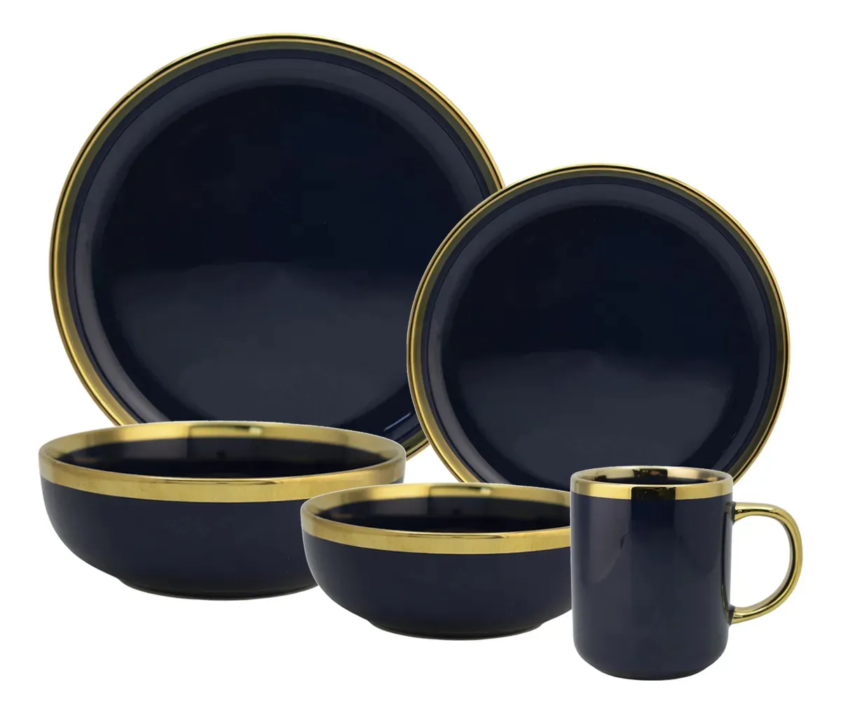 Vajilla Elegante De Cerámica 16 Pzas Azul