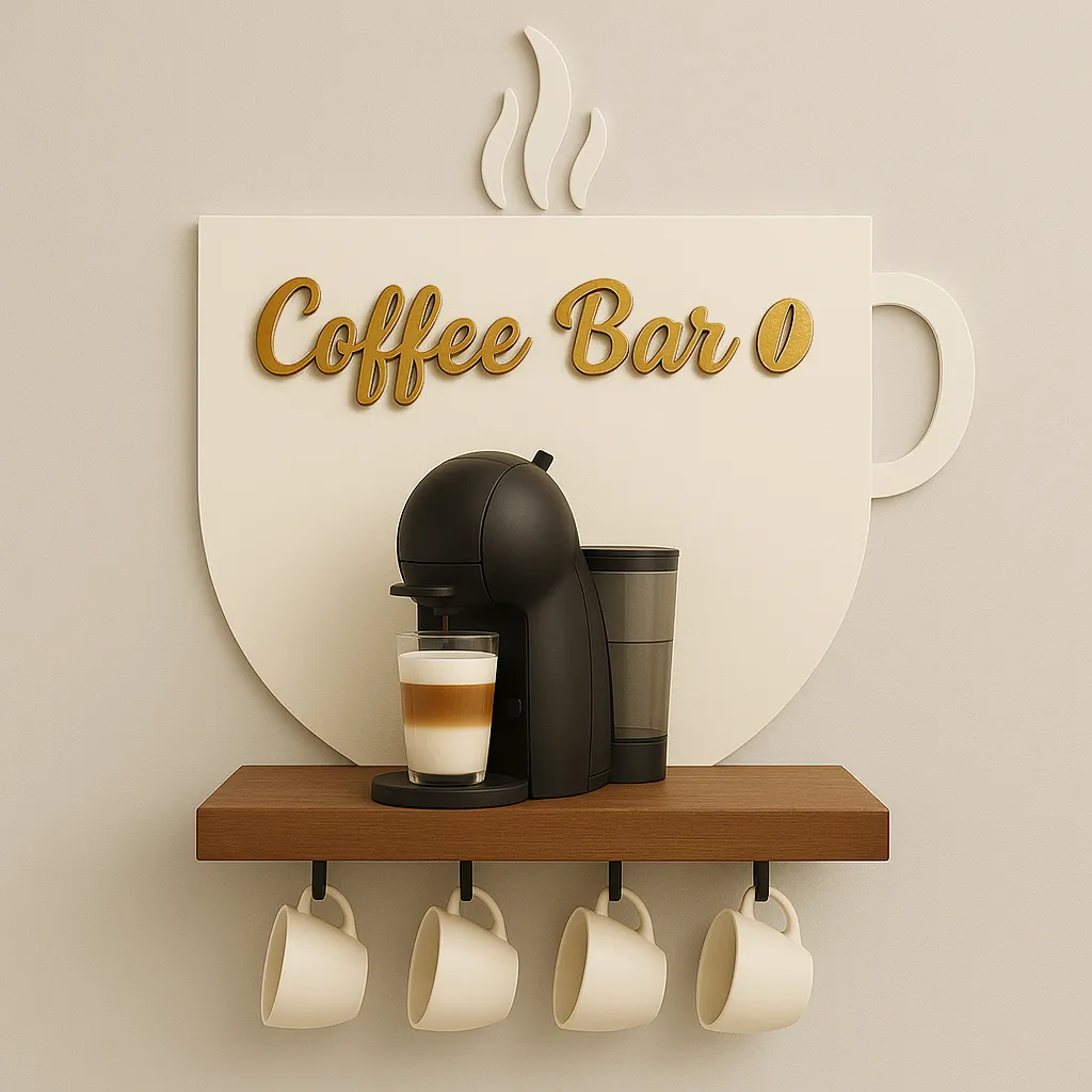 Coffee Bar Flotante Organizador Decorativo De Cafe Y Tazas