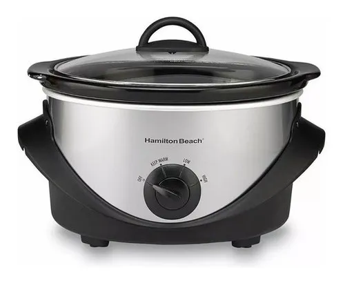 Olla Eléctrica Lenta Cocción 4 cuartos Color Plateado Hamilton Beach