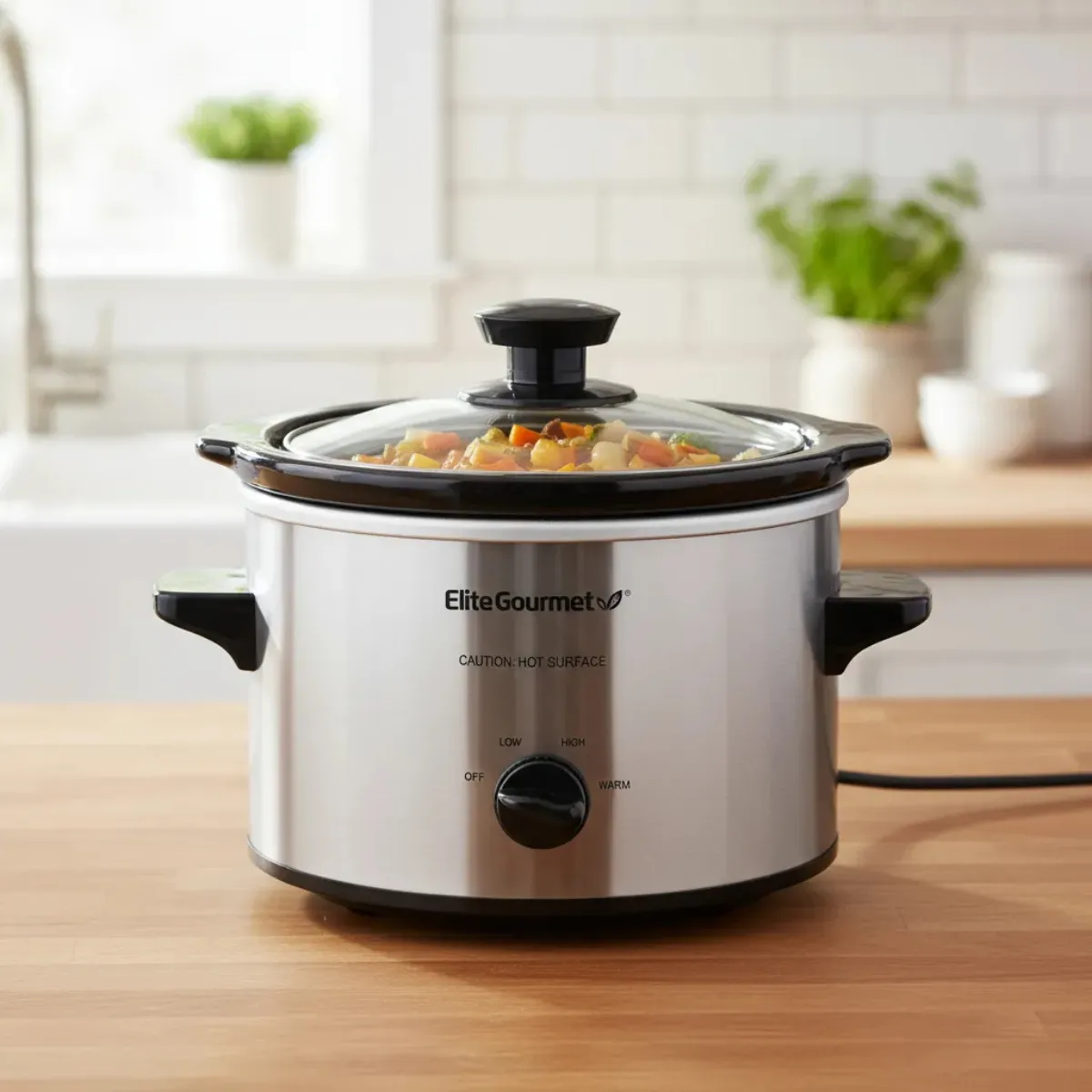 Olla De Cocción Lenta Elite Gourmet 1.4 Litros Frecuencia 300