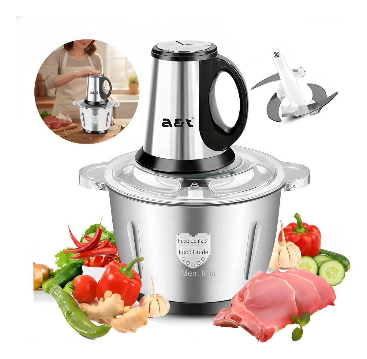 Procesador De Alimentos Electrodomésticos Acero Inoxidable Plateado 2000 Ml