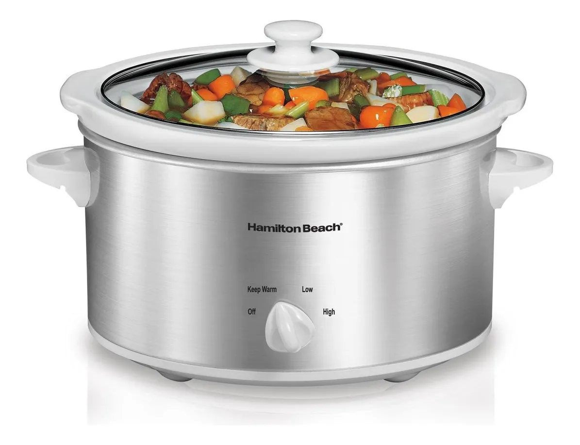 Olla De Lenta Cocción 33 3.79 Litros Plateada Hamilton Beach