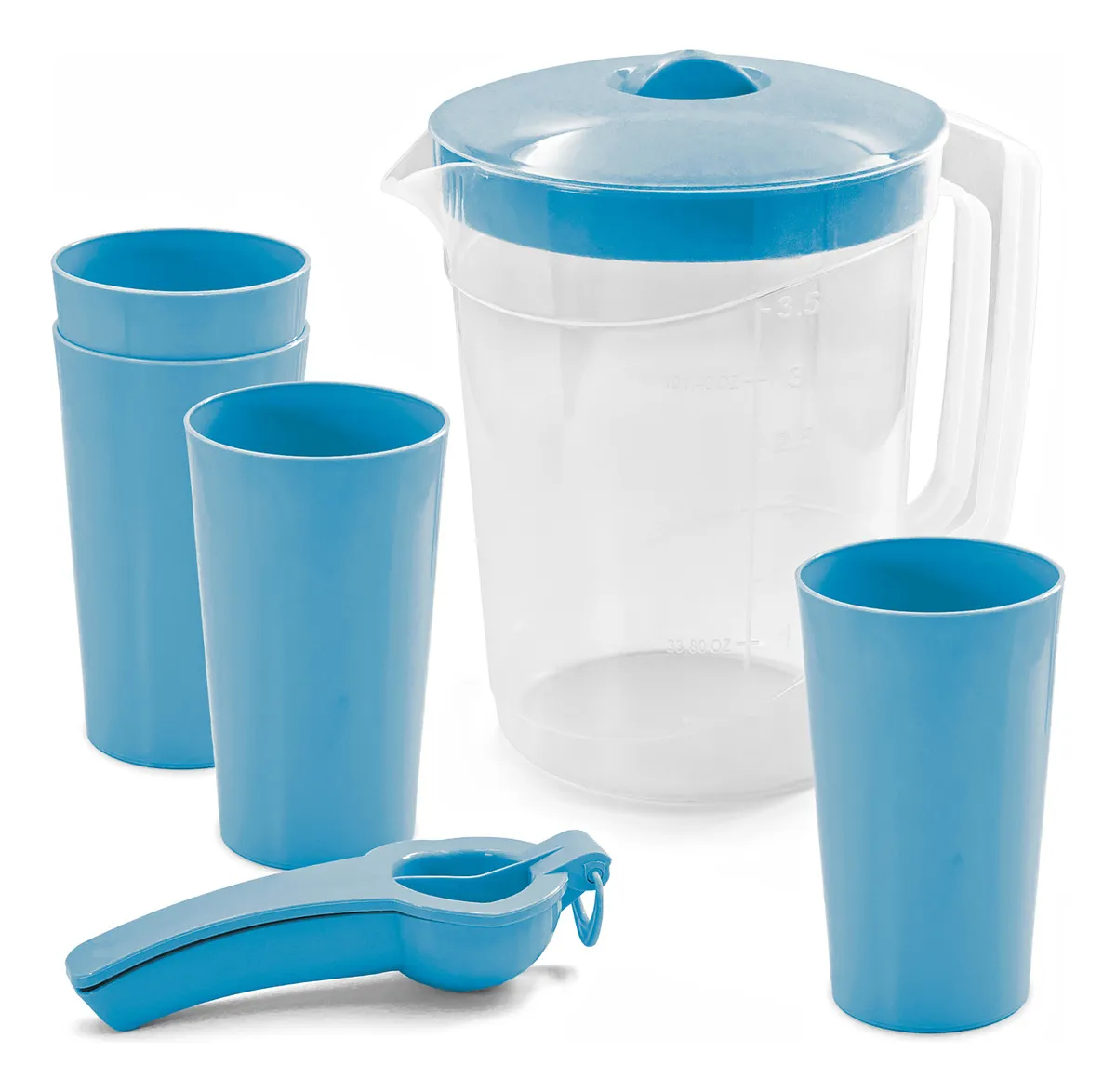 Jarra De Agua Con Asa Incluye 4 Vasos