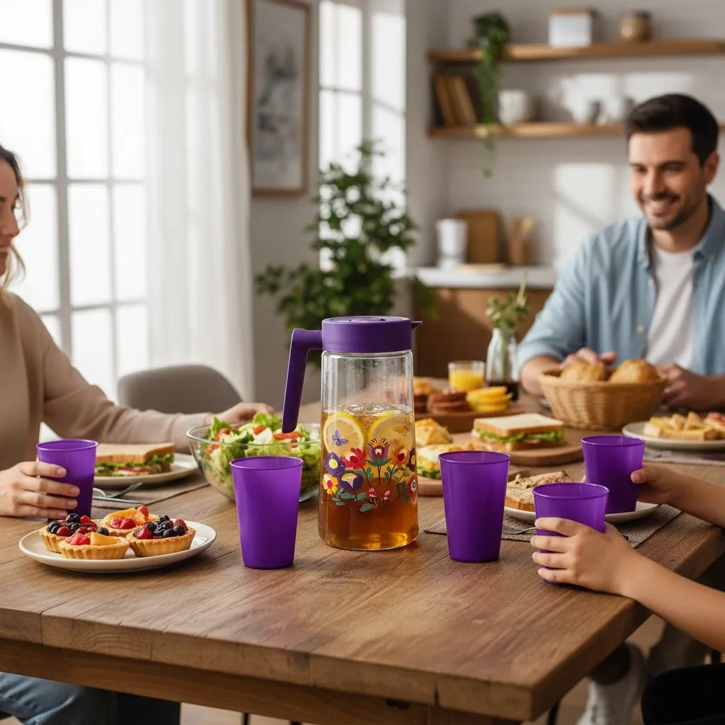 Jarra Plástico 1.8 Lts + Kit 4 Vasos