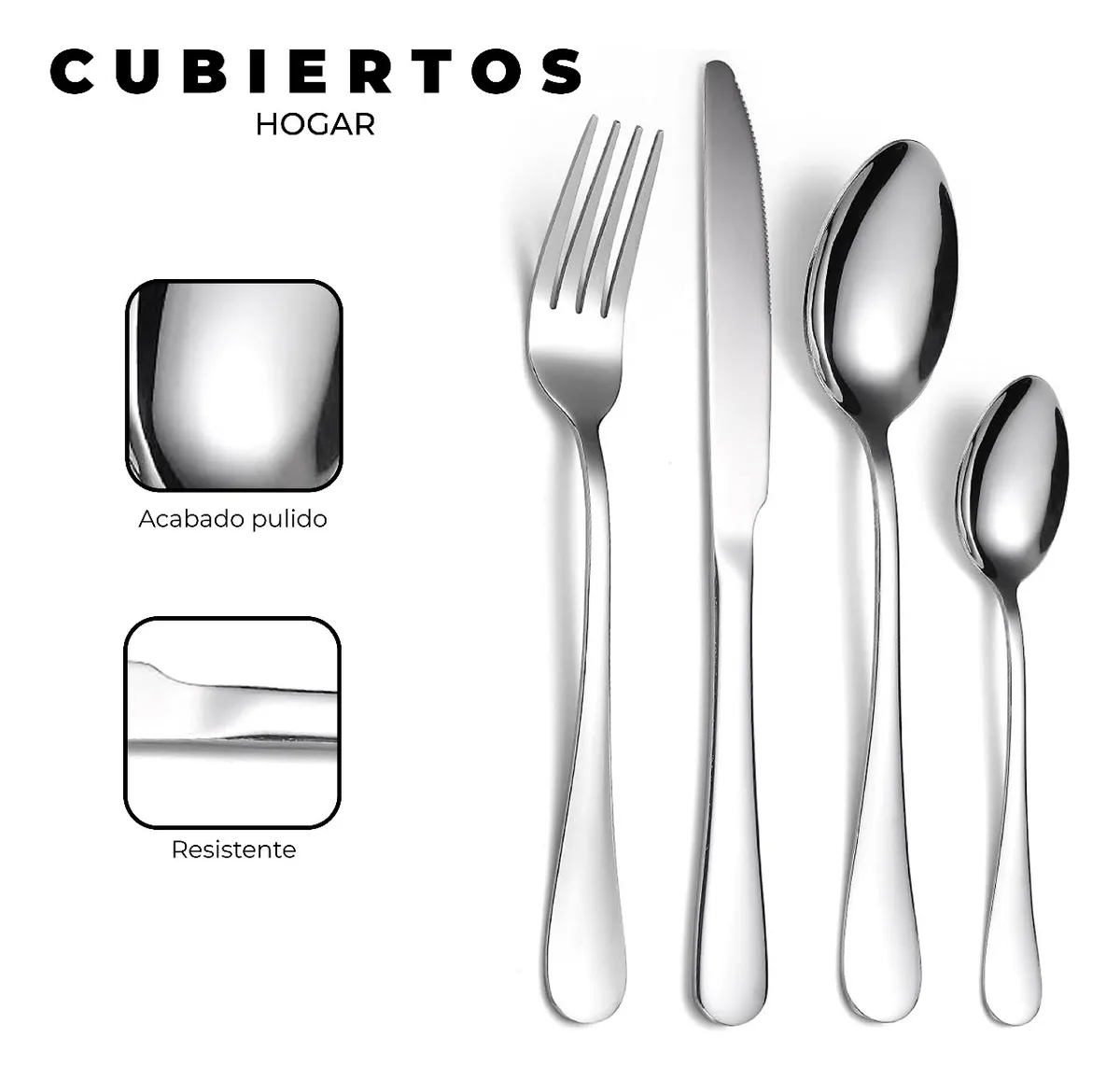 Juego De Cubiertos 24 Pzas. Plateado