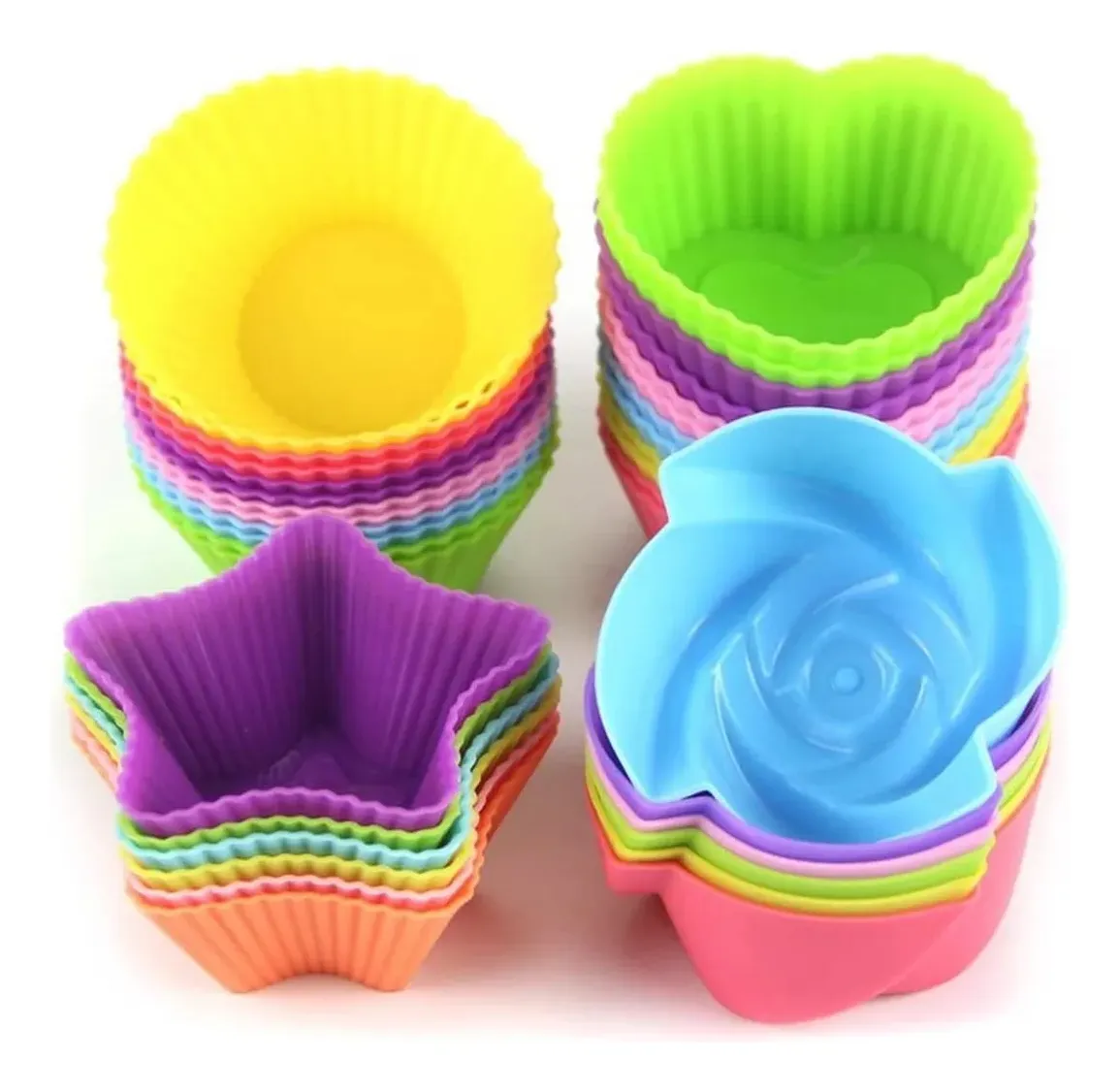 Leawede 24pzs Moldes Para Cupcakes O Muffins Reutilizable De Silicona