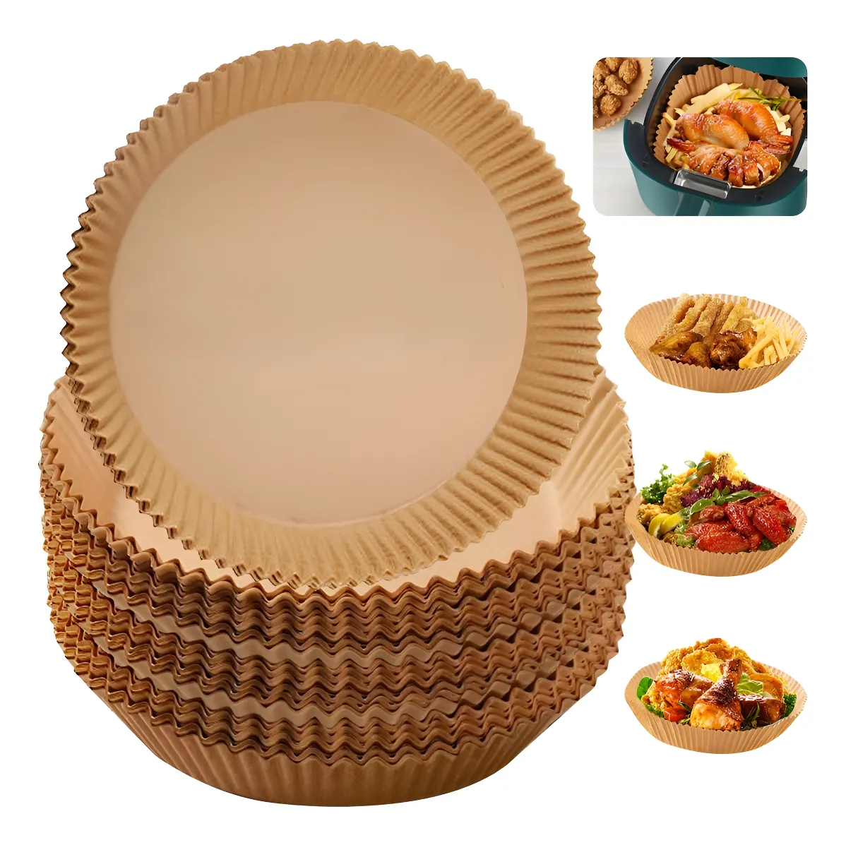 Forro De Papel Desechable Horno Para Freidora De Aire 100pzs Marrón