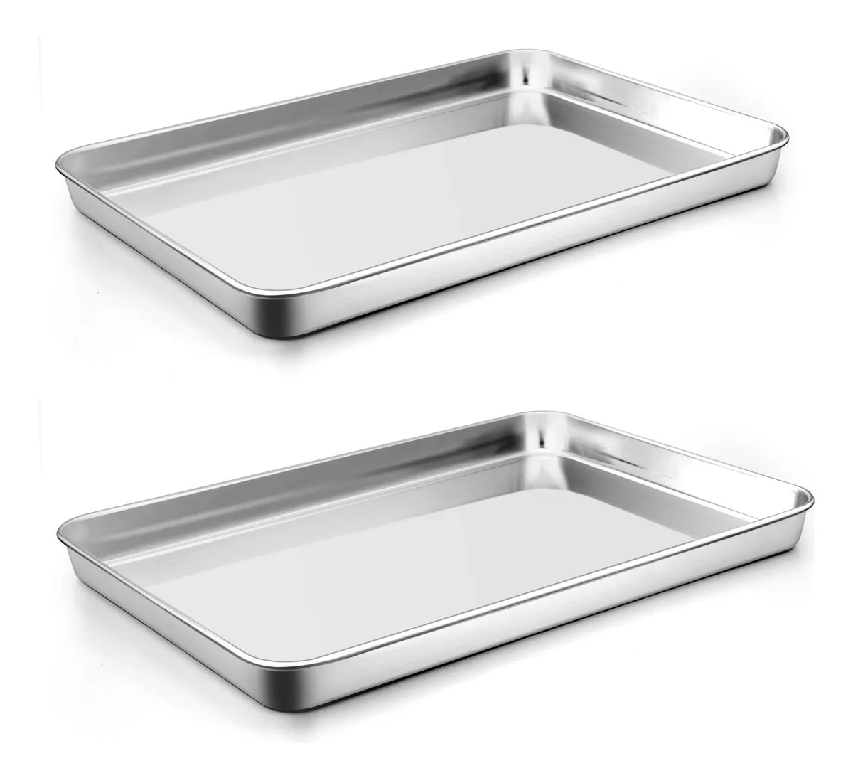 2 Piezas Bandejas Para Hornear De Acero Inoxidable, 40x30cm
