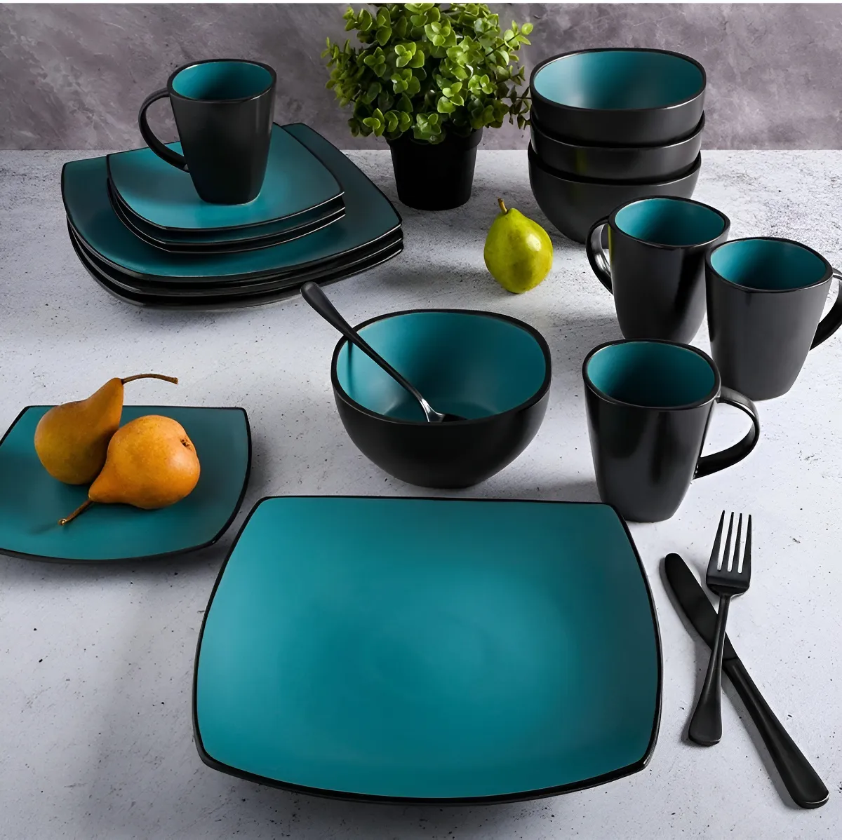 Juego De Vajilla Gibson Rojo/negro