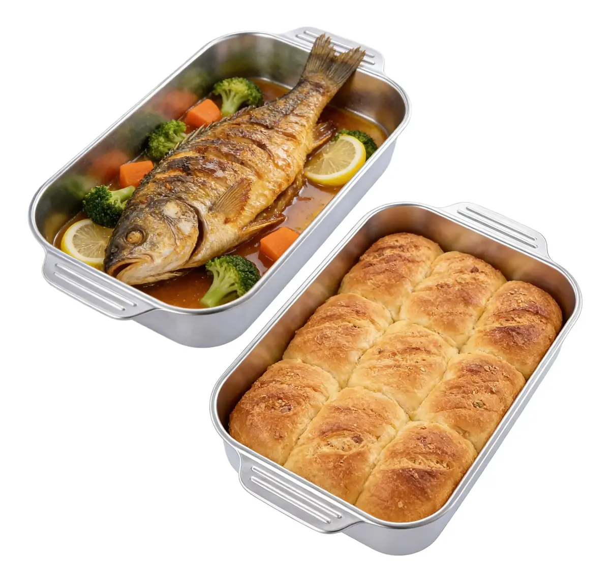 Bandeja Acero Inoxidable Horneado Y Pescado Asado