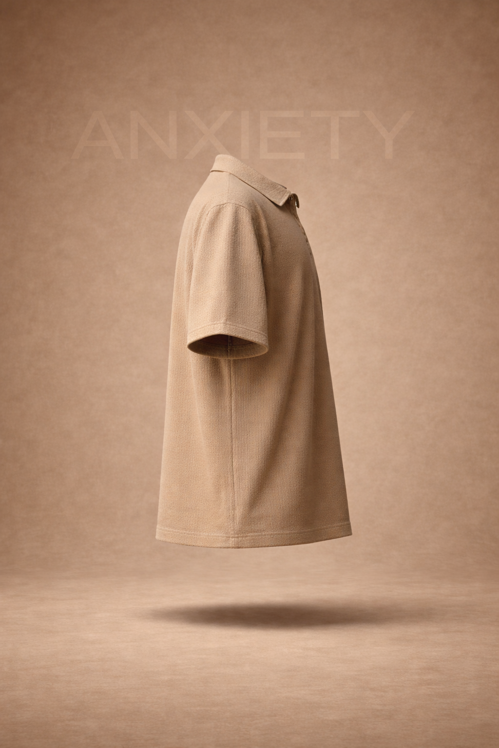 Beige Zip Polo Shirt