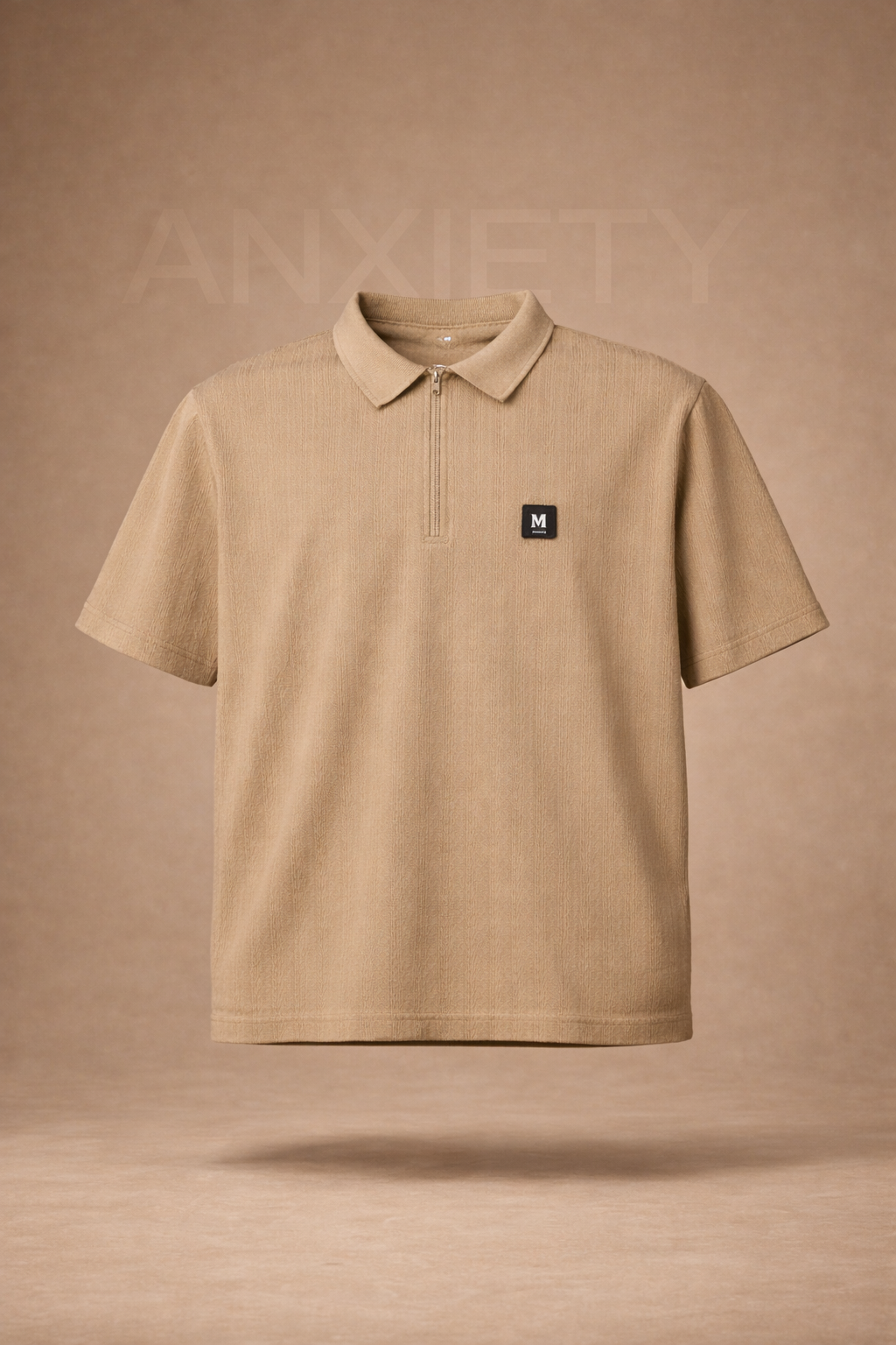 Beige Zip Polo Shirt
