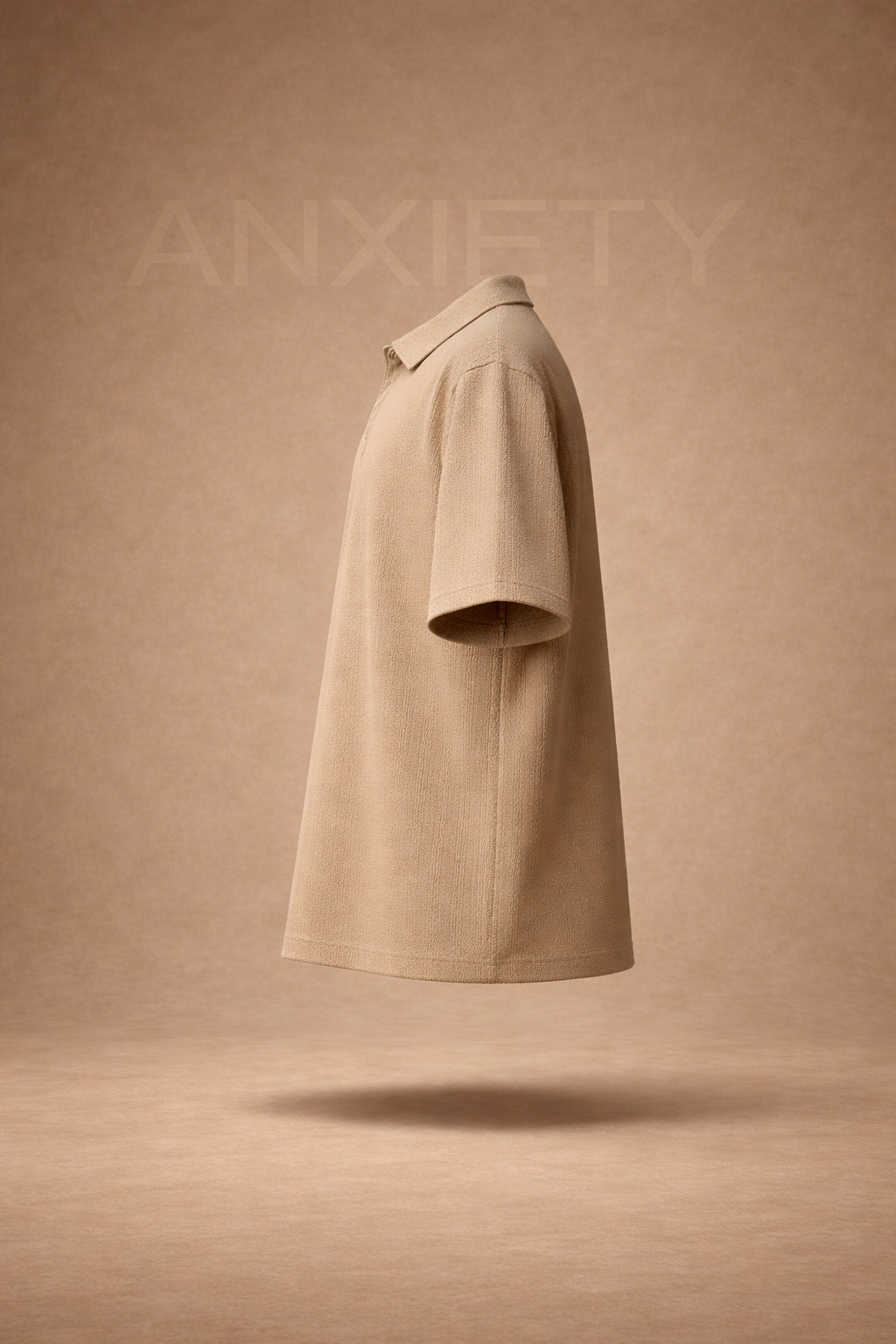 Beige Zip Polo Shirt