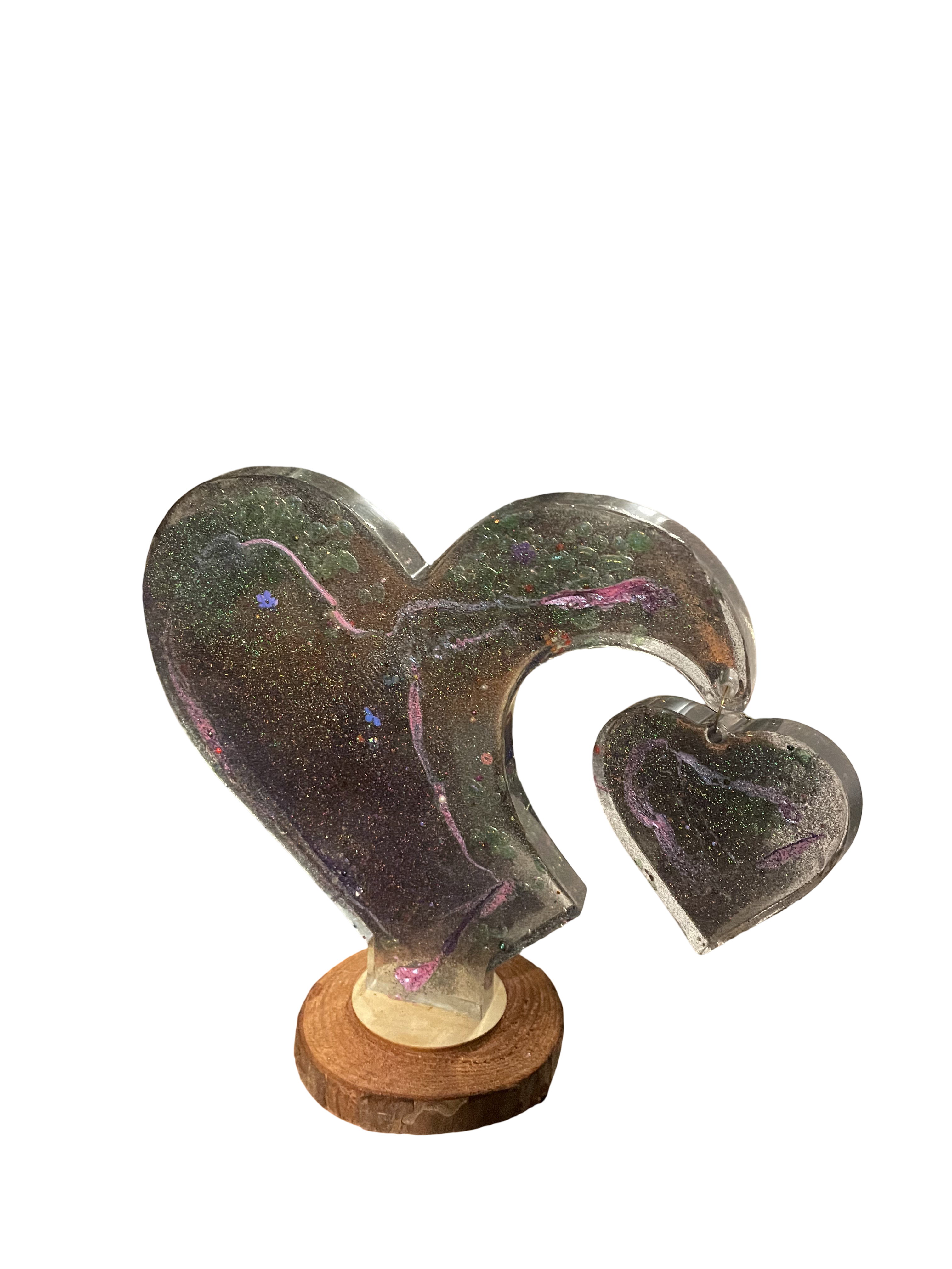 Galaxy Heart Resin Sculpture