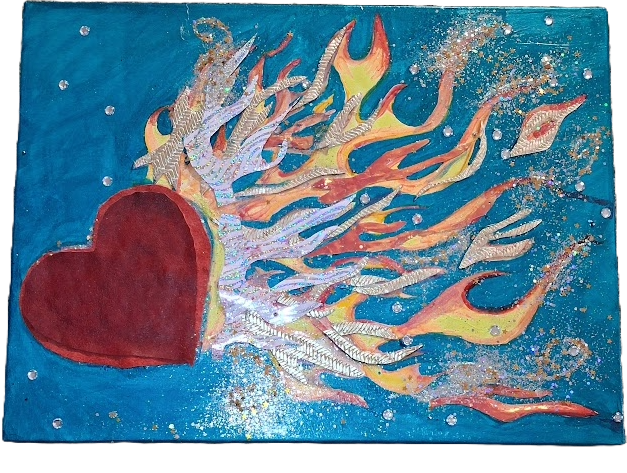 Flaming Heart Digital Art