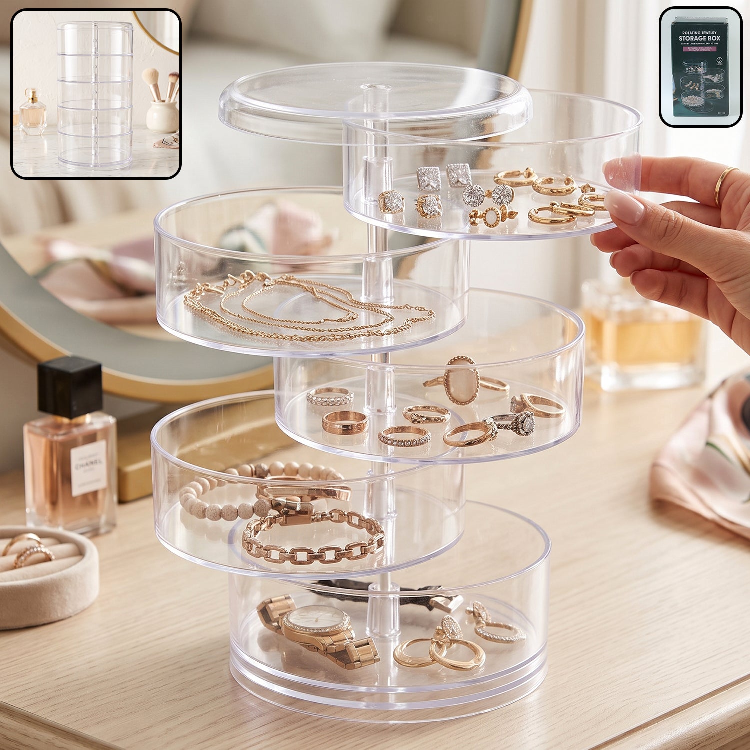 Rotating Acrylic Jewelry Organizer