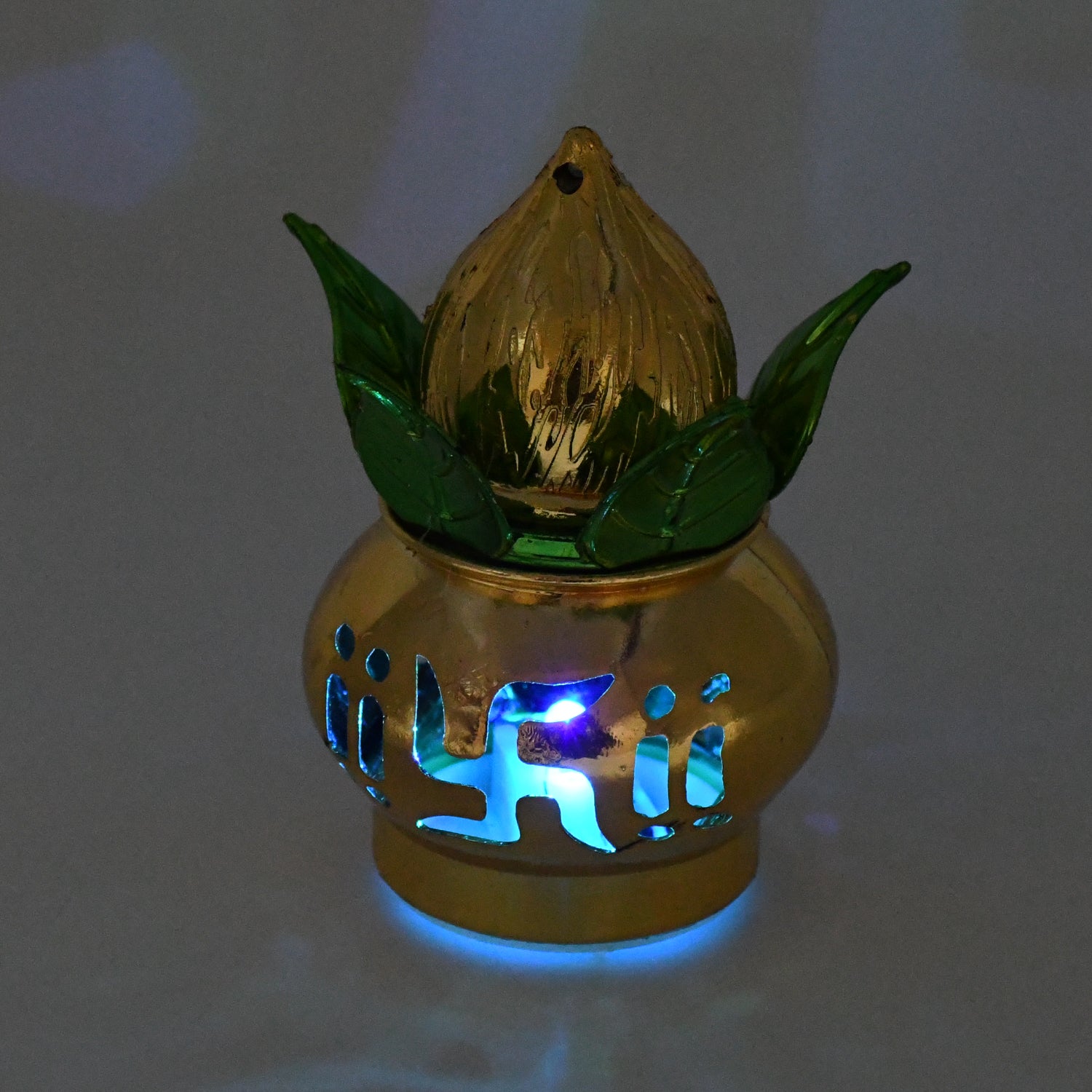 LED Kalash  Gold Plated, Multicolor Light for Pooja | Styleva