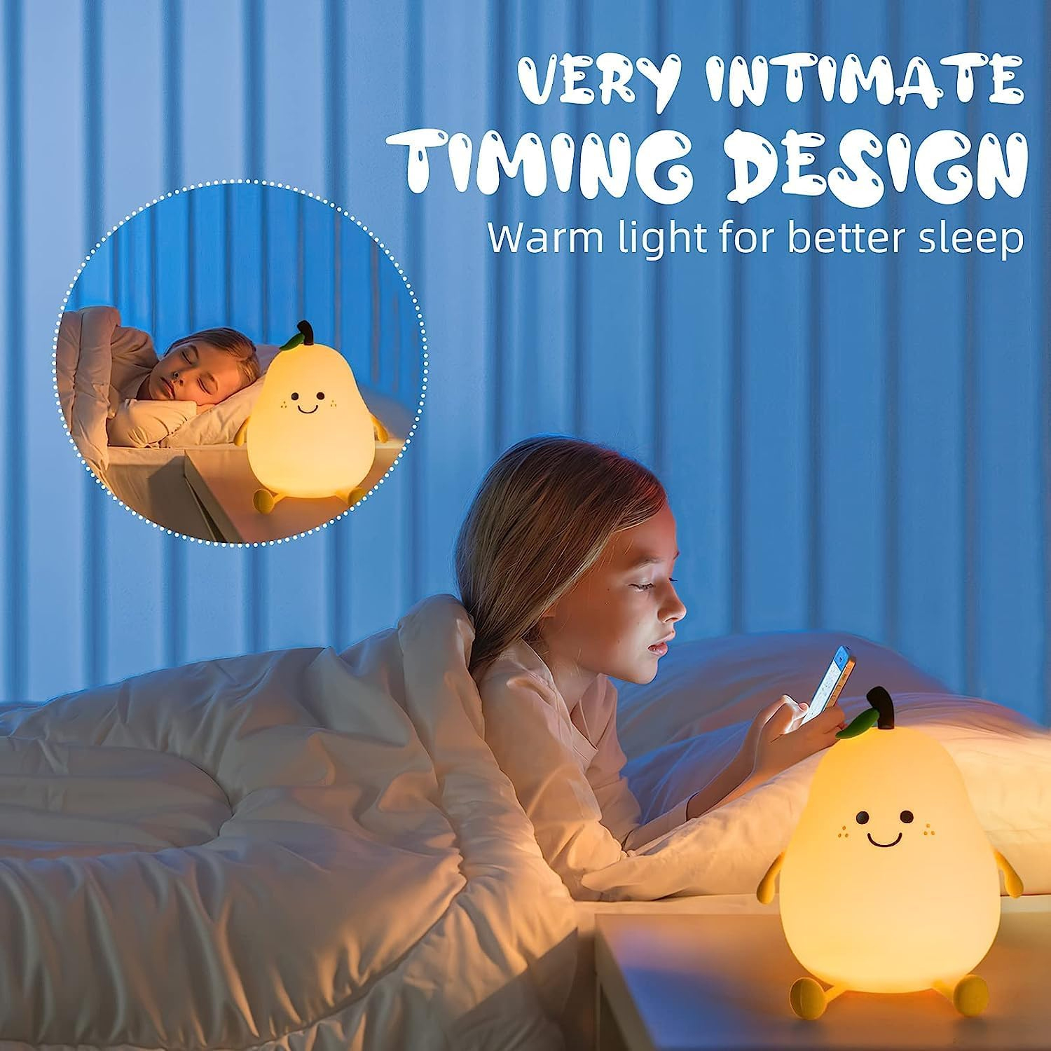 Pear Silicone Night Lamp  Multi-Color LED & Touch Control