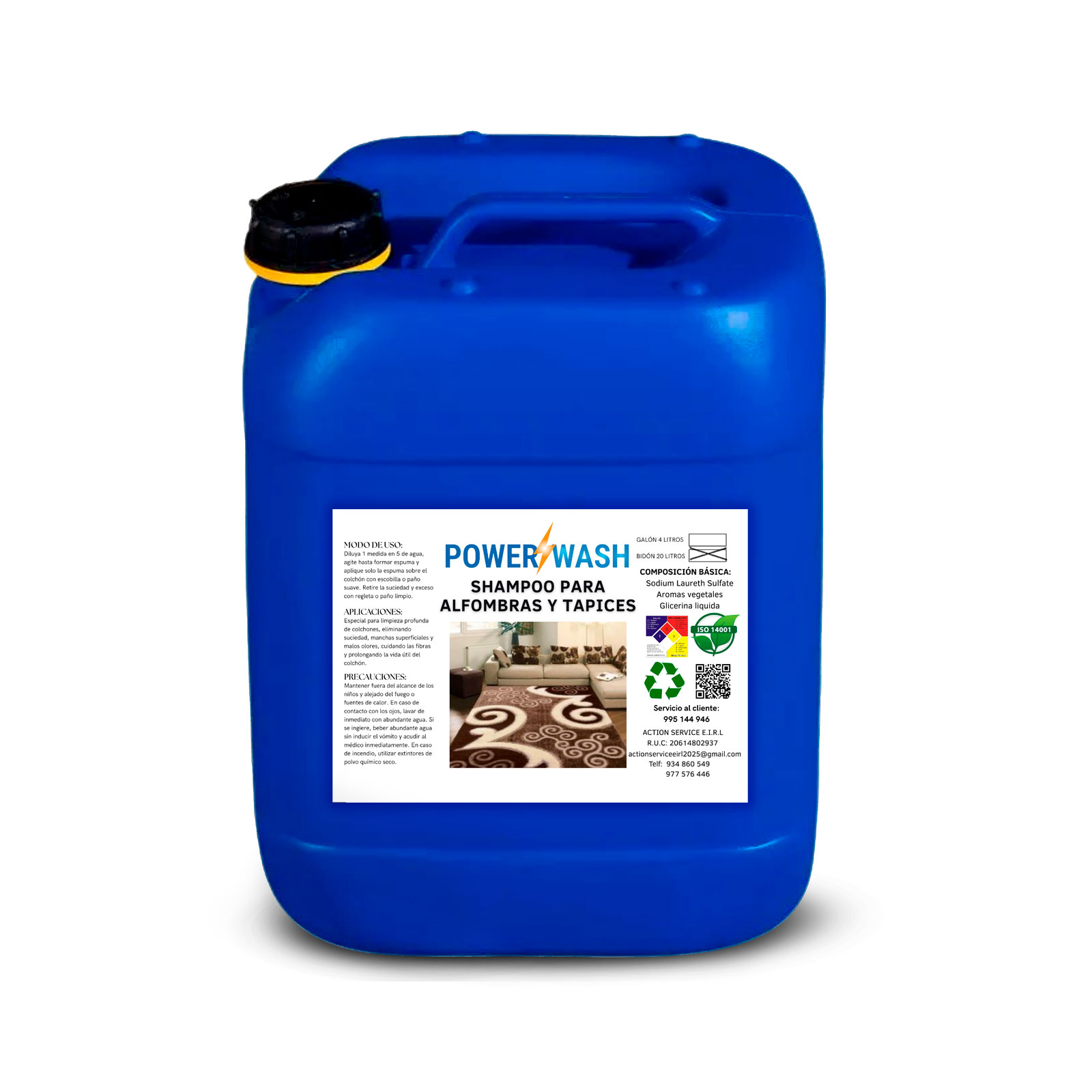 SHAMPOO PARA ALFOMBRAS Y TAPICES 20 LITROS