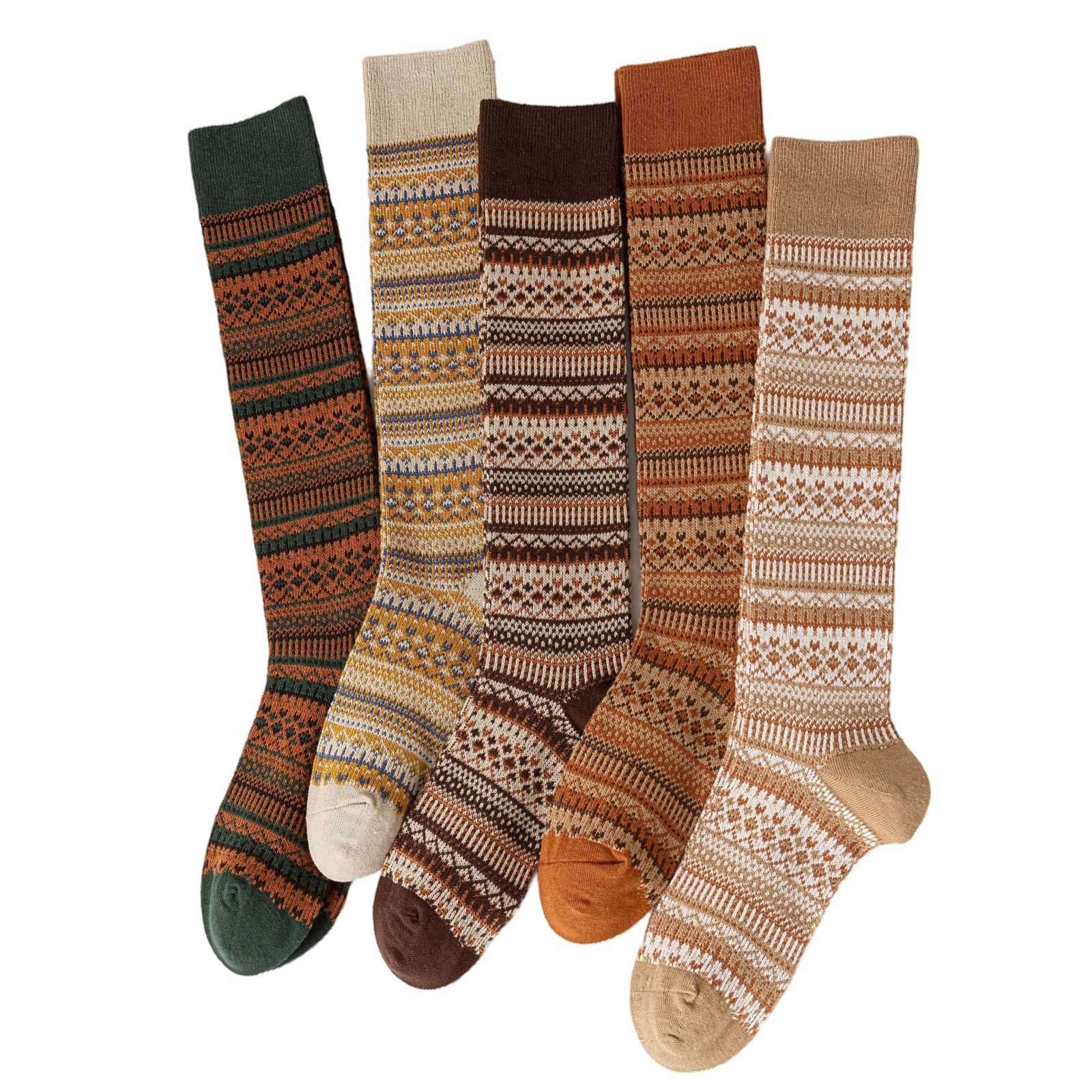 Vintage Patterned Knee-High Socks Set