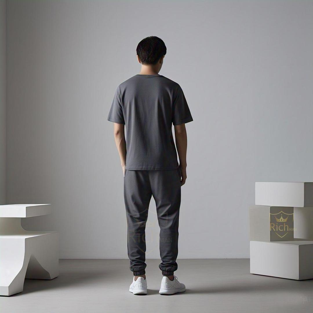 Men's Charcoal Sportswear Set in Interlock Fabric