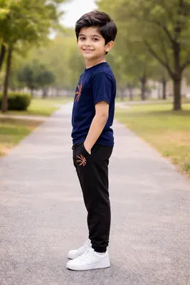 Basketball Kids Outfit In Navy Colour with Cotton blend Fabric