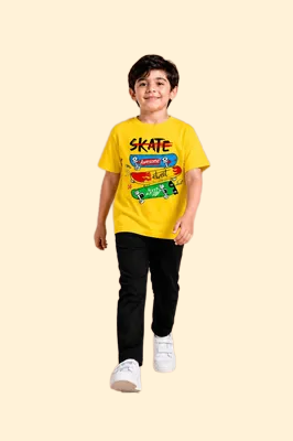 Boys' Yellow Skateboard T-Shirt with pants a complete set