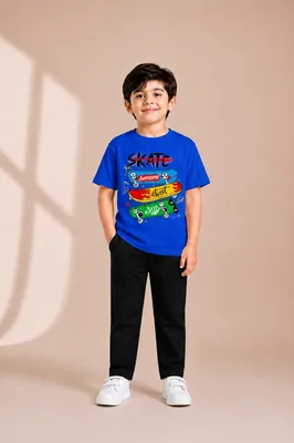 Boys' Blue Skateboard T-Shirt with pants a complete set